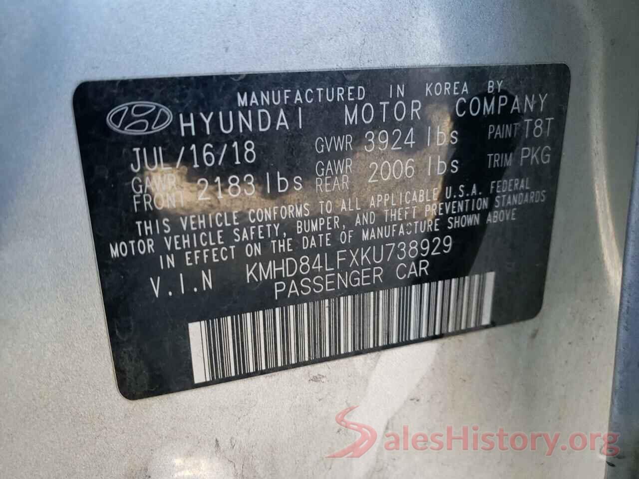 KMHD84LFXKU738929 2019 HYUNDAI ELANTRA