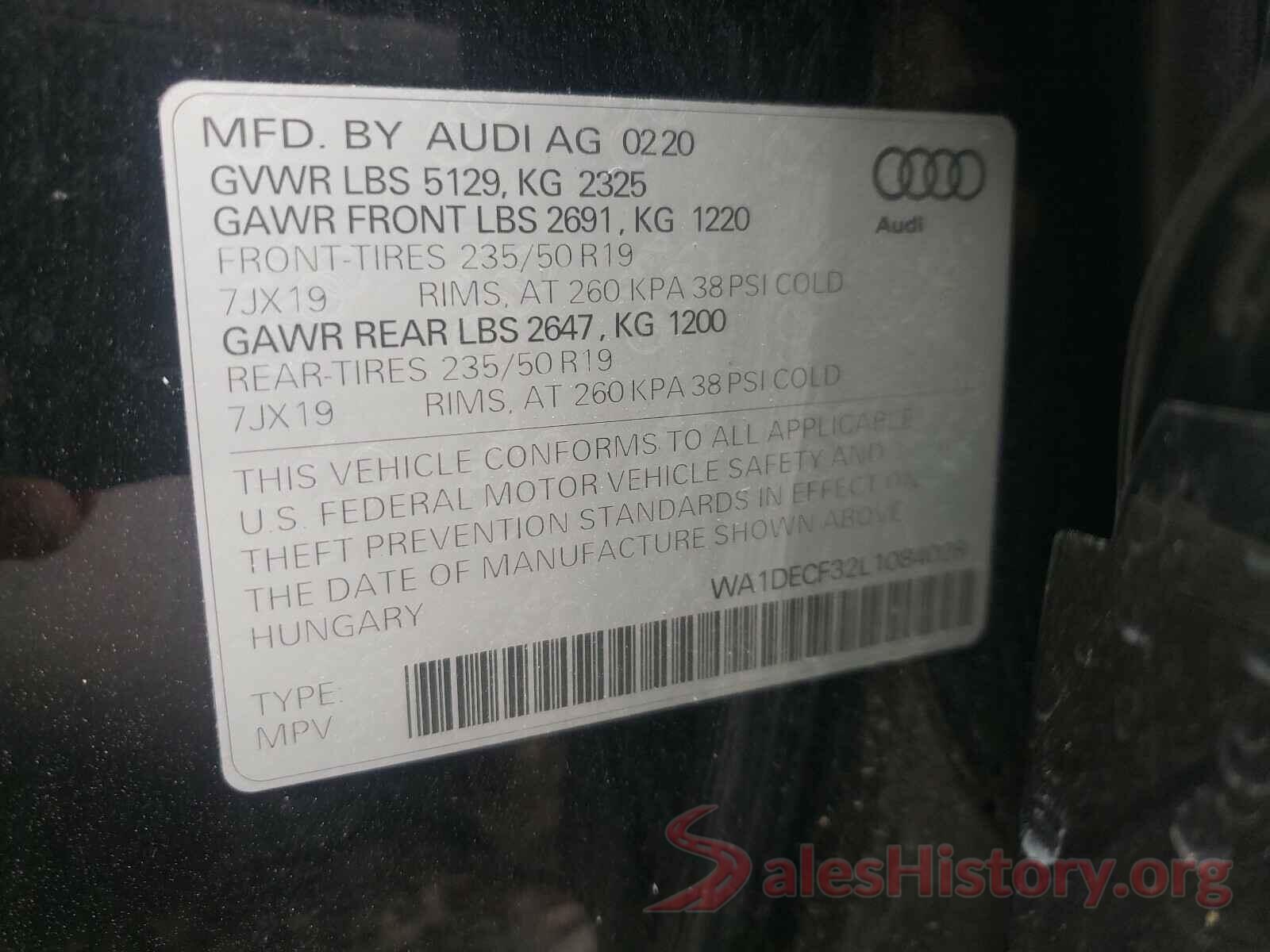 WA1DECF32L1084028 2020 AUDI Q3