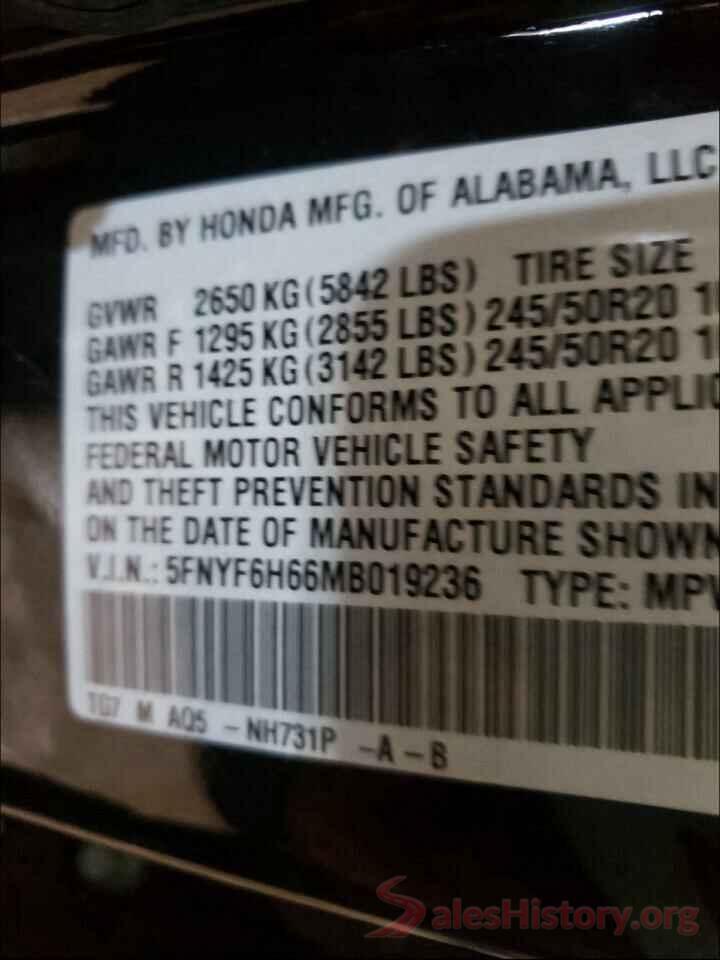 5FNYF6H66MB019236 2021 HONDA PILOT