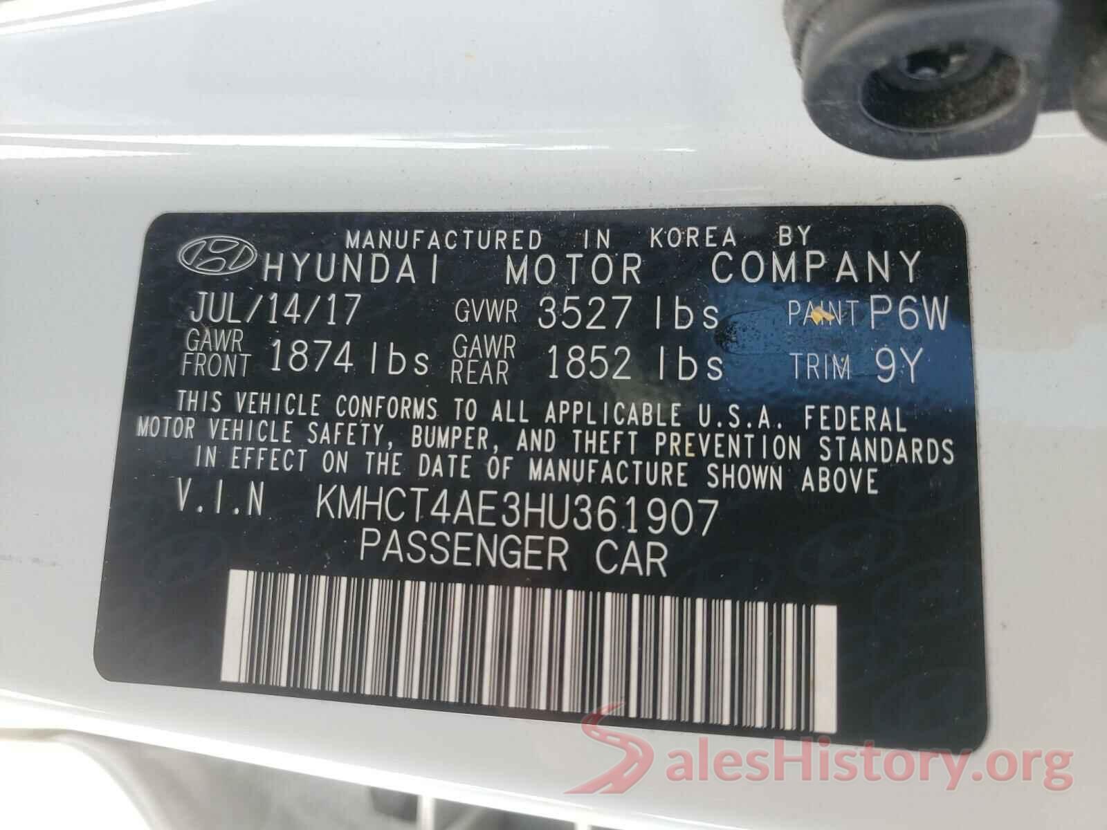 KMHCT4AE3HU361907 2017 HYUNDAI ACCENT