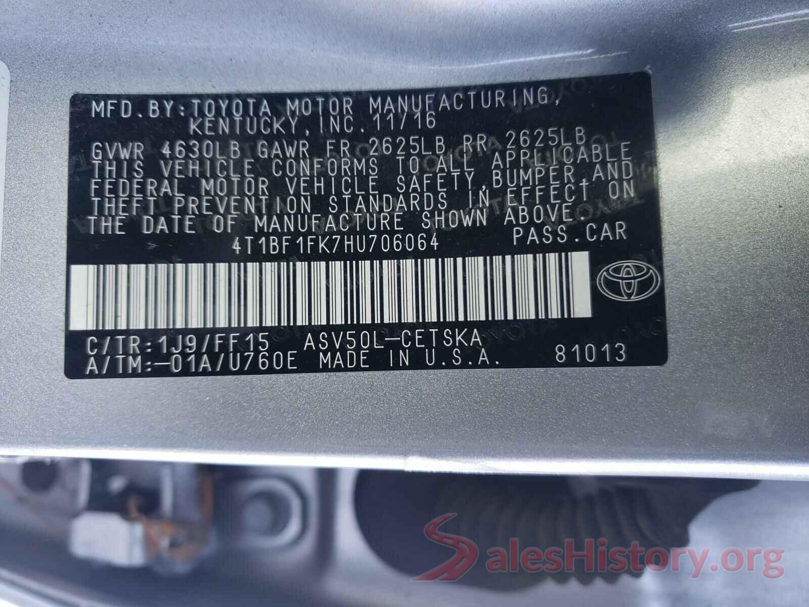 4T1BF1FK7HU706064 2017 TOYOTA CAMRY