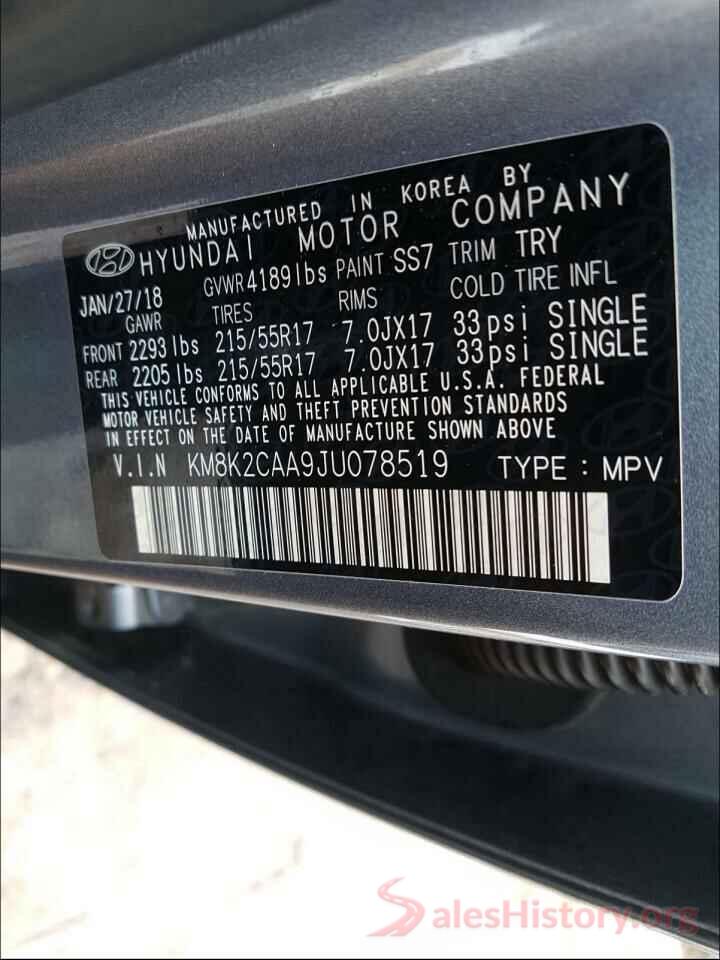 KM8K2CAA9JU078519 2018 HYUNDAI KONA