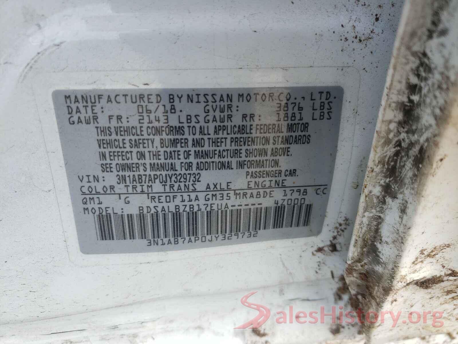 3N1AB7AP0JY329732 2018 NISSAN SENTRA