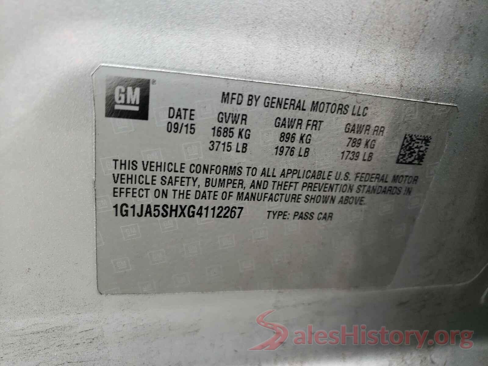 1G1JA5SHXG4112267 2016 CHEVROLET SONIC