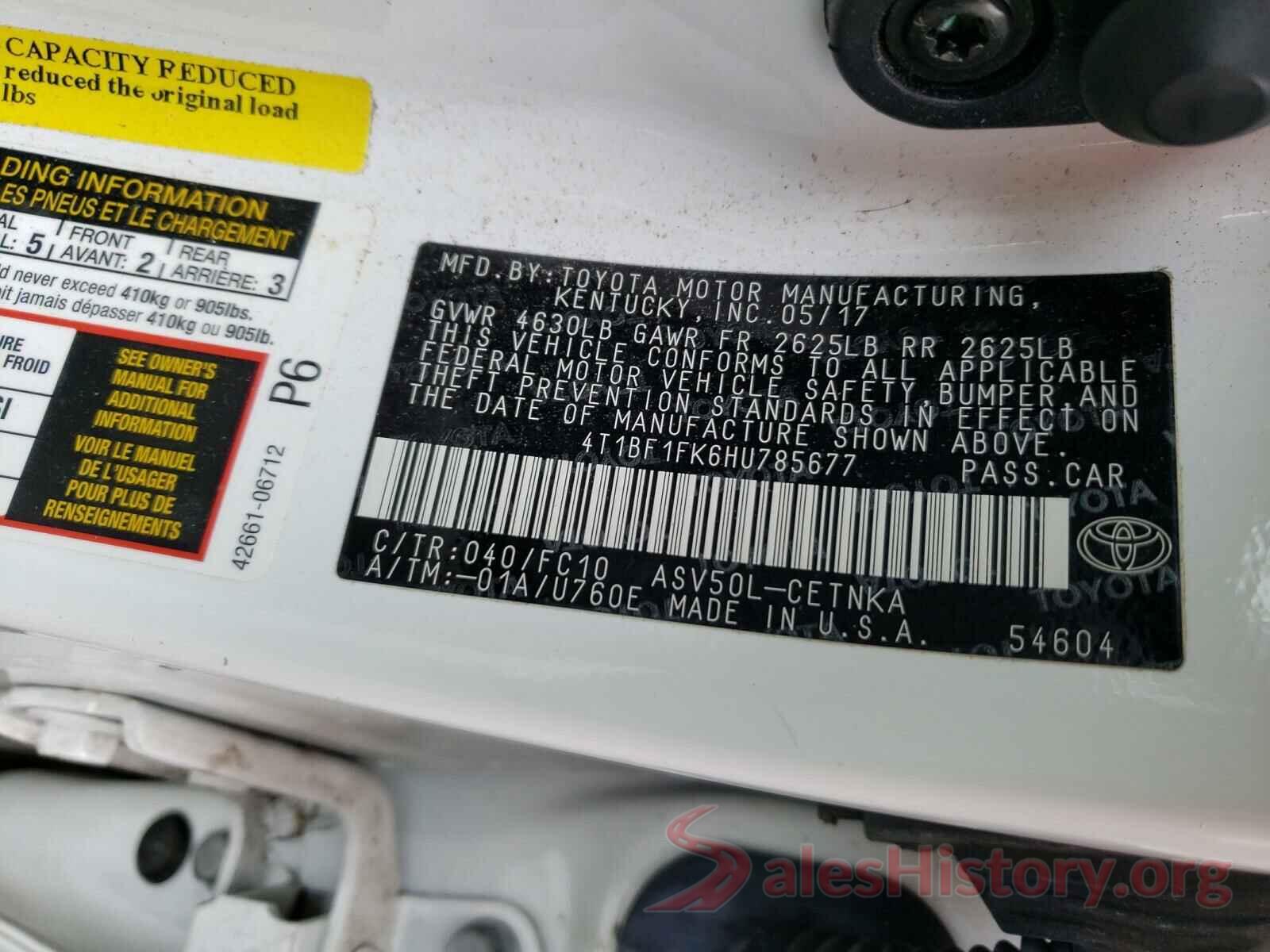 4T1BF1FK6HU785677 2017 TOYOTA CAMRY