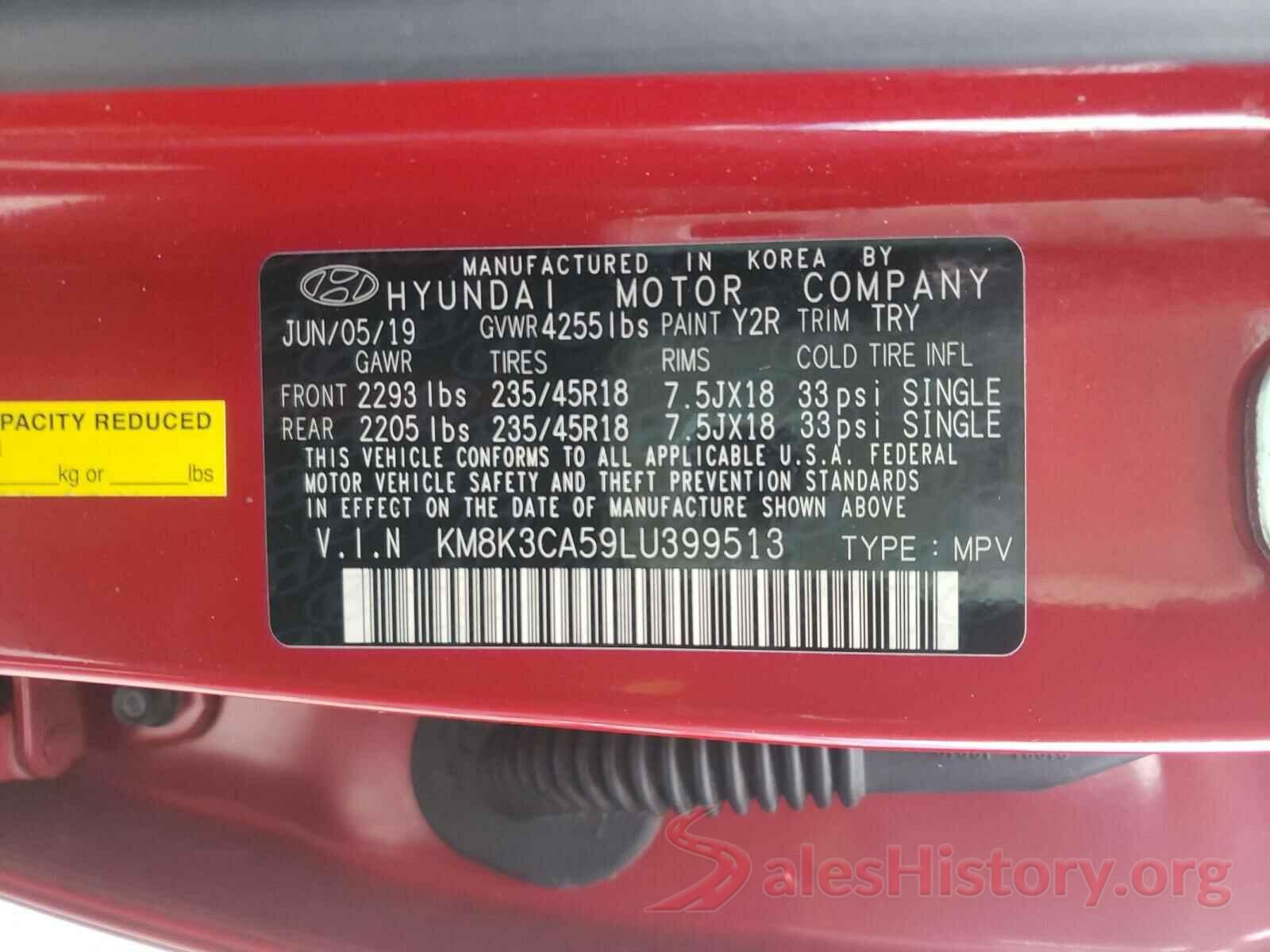 KM8K3CA59LU399513 2020 HYUNDAI KONA