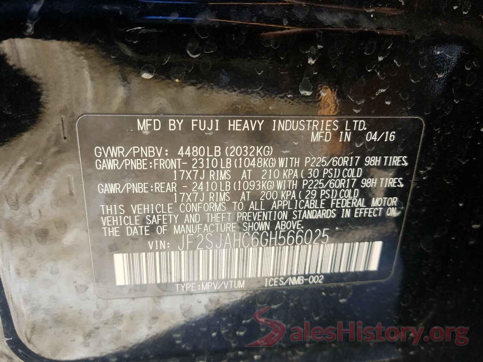 JF2SJAHC6GH566025 2016 SUBARU FORESTER