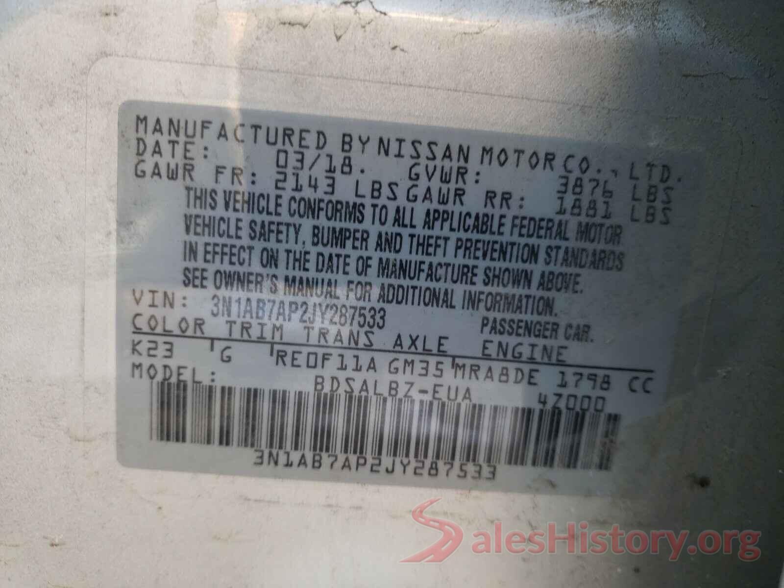 3N1AB7AP2JY287533 2018 NISSAN SENTRA