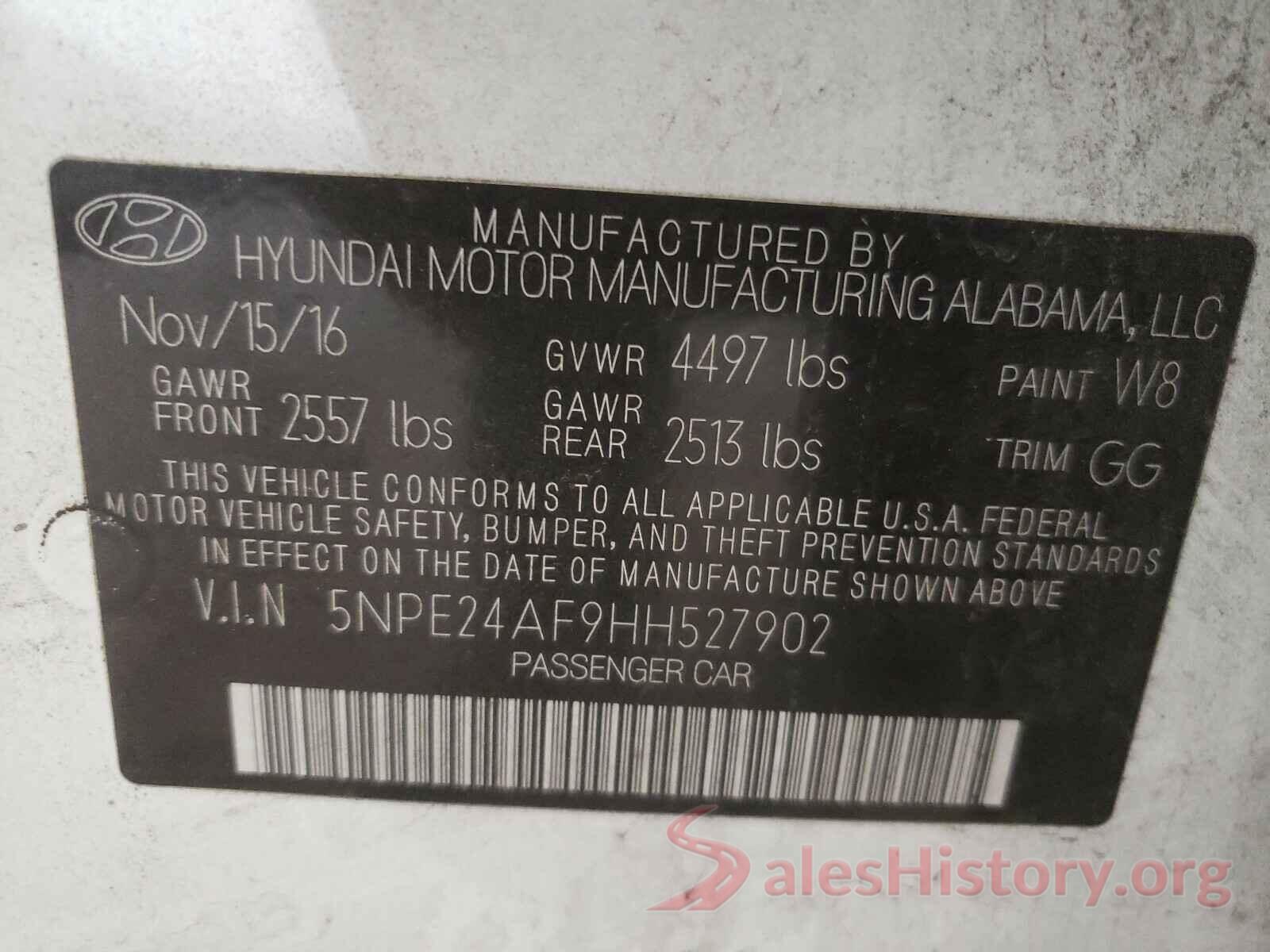 5NPE24AF9HH527902 2017 HYUNDAI SONATA