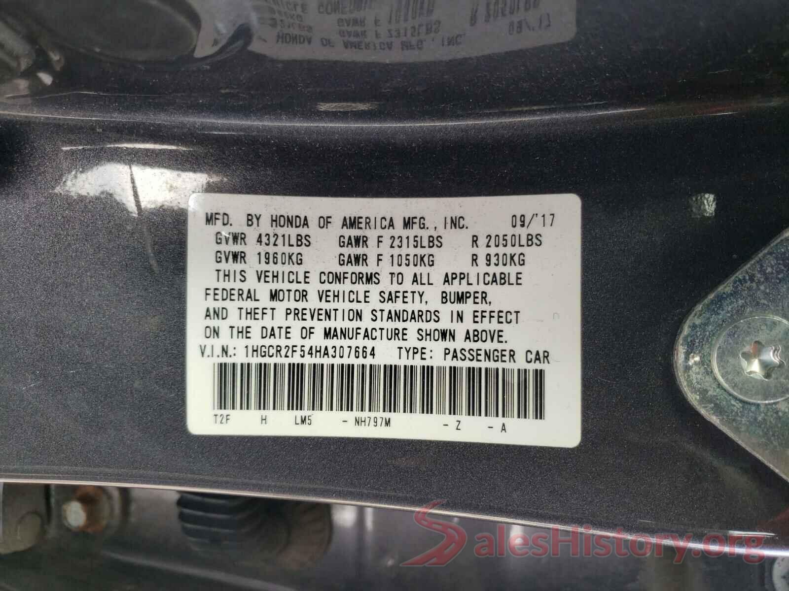 1HGCR2F54HA307664 2017 HONDA ACCORD