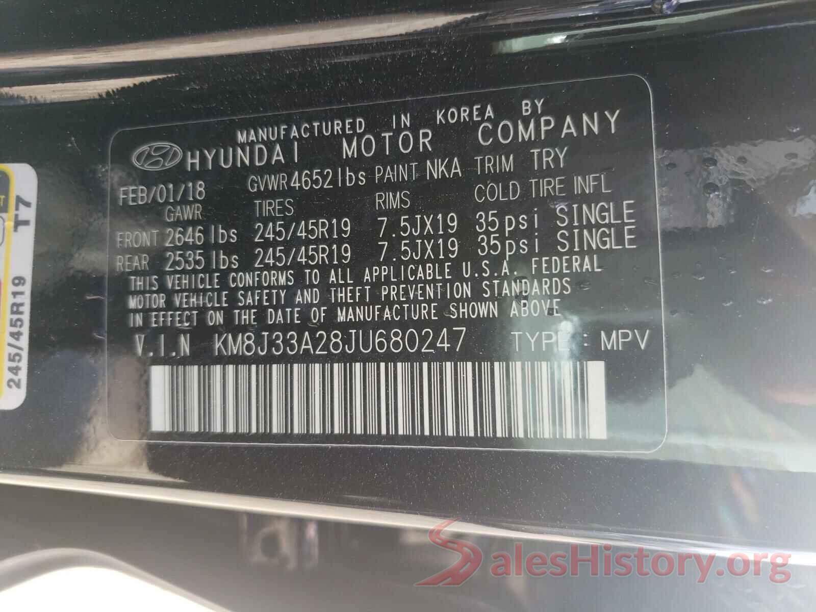 KM8J33A28JU680247 2018 HYUNDAI TUCSON