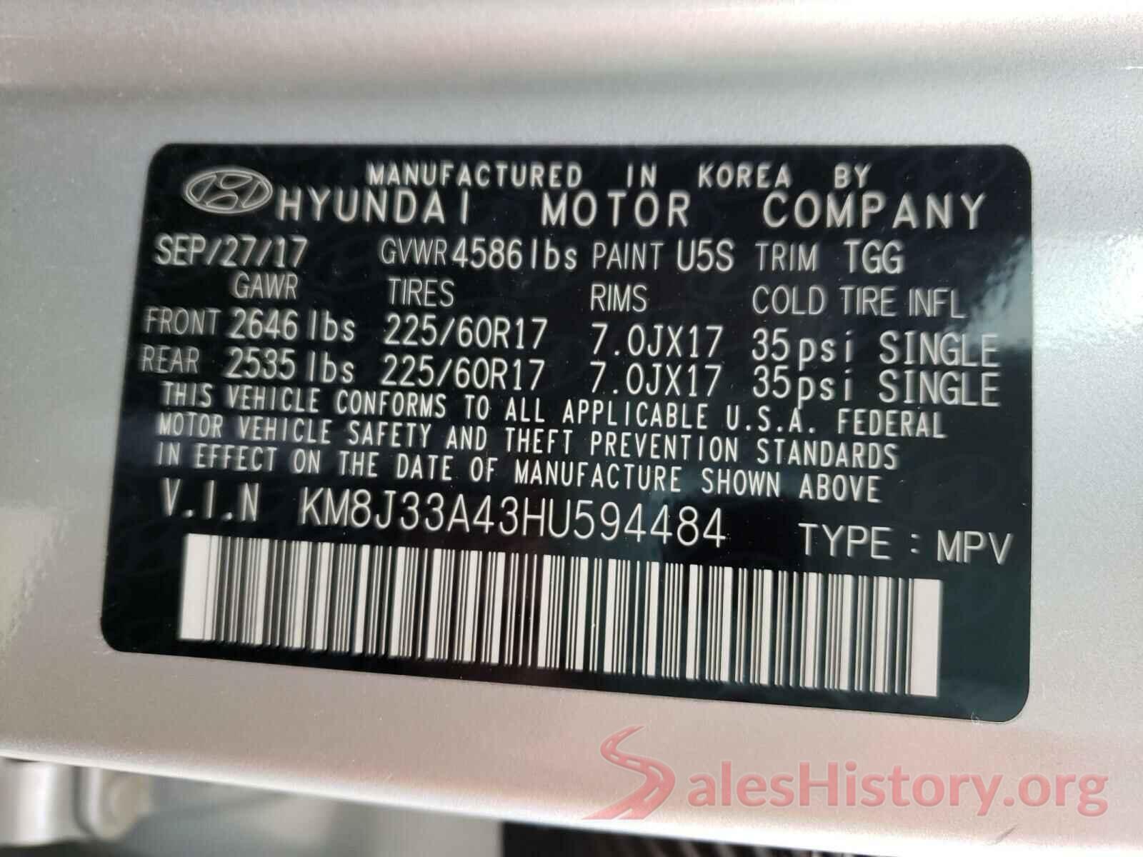 KM8J33A43HU594484 2017 HYUNDAI TUCSON