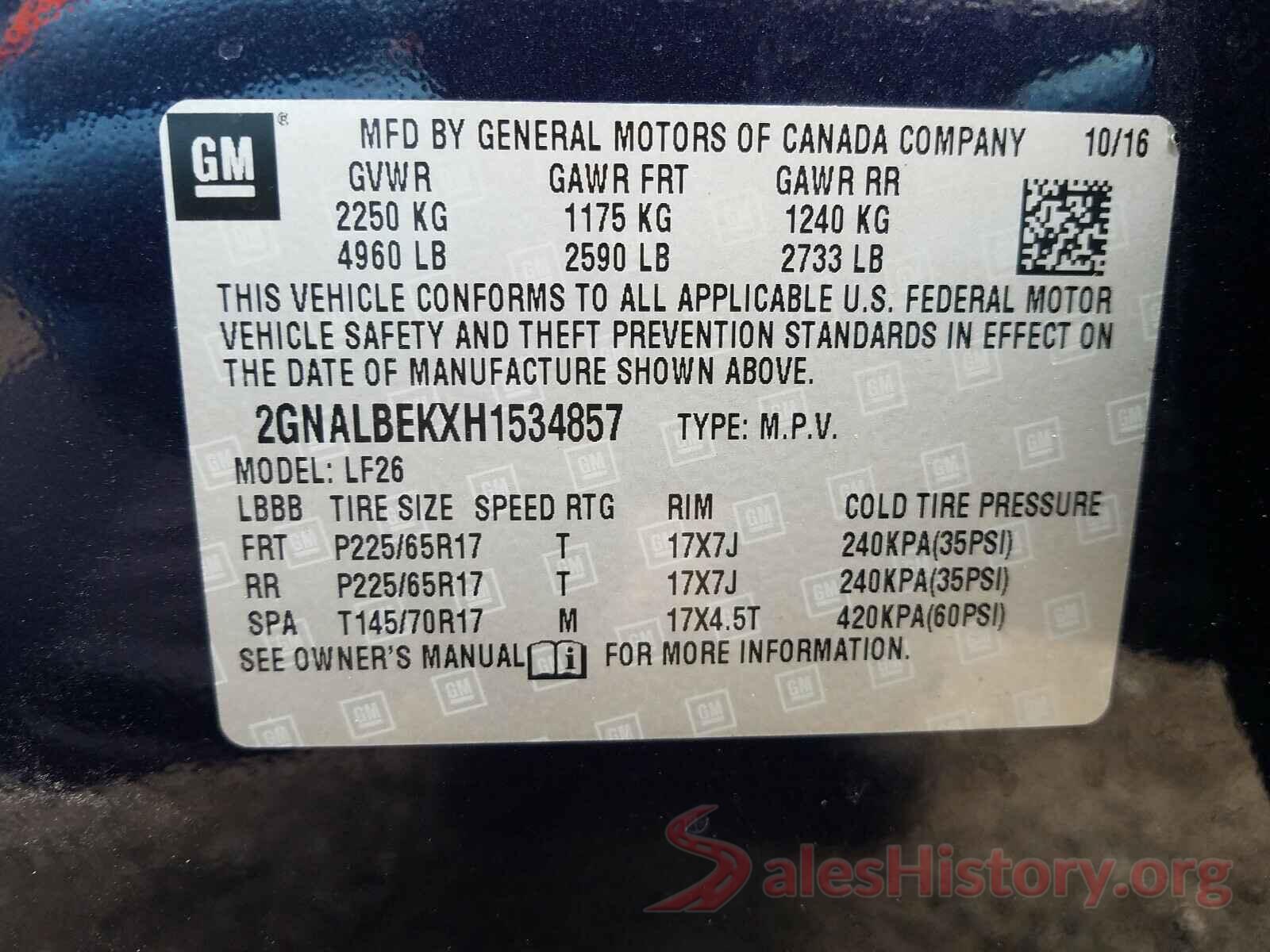 2GNALBEKXH1534857 2017 CHEVROLET EQUINOX