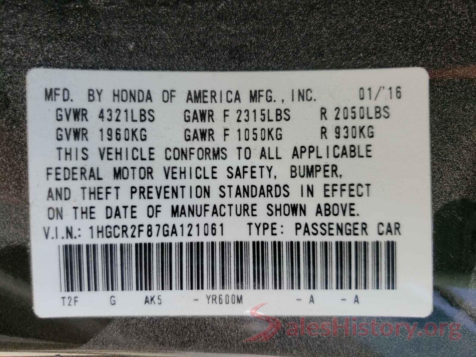 1HGCR2F87GA121061 2016 HONDA ACCORD