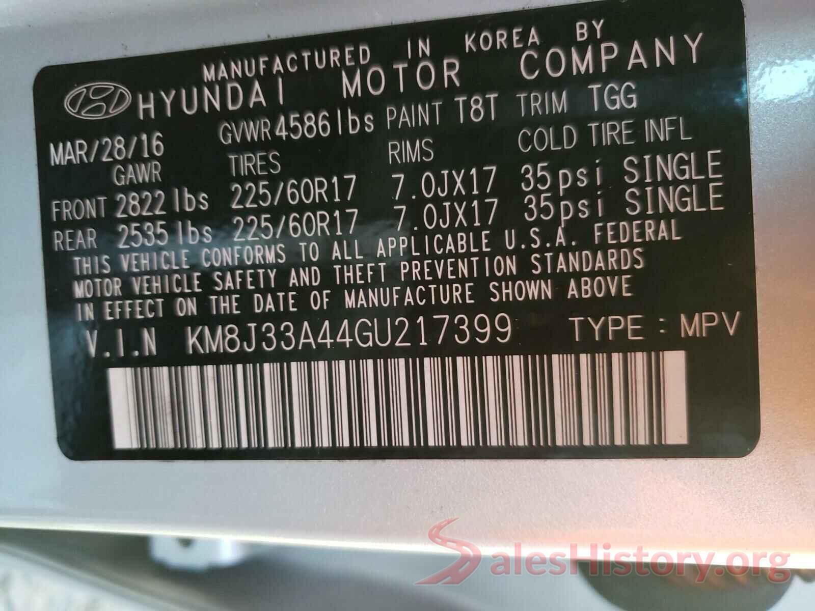 KM8J33A44GU217399 2016 HYUNDAI TUCSON