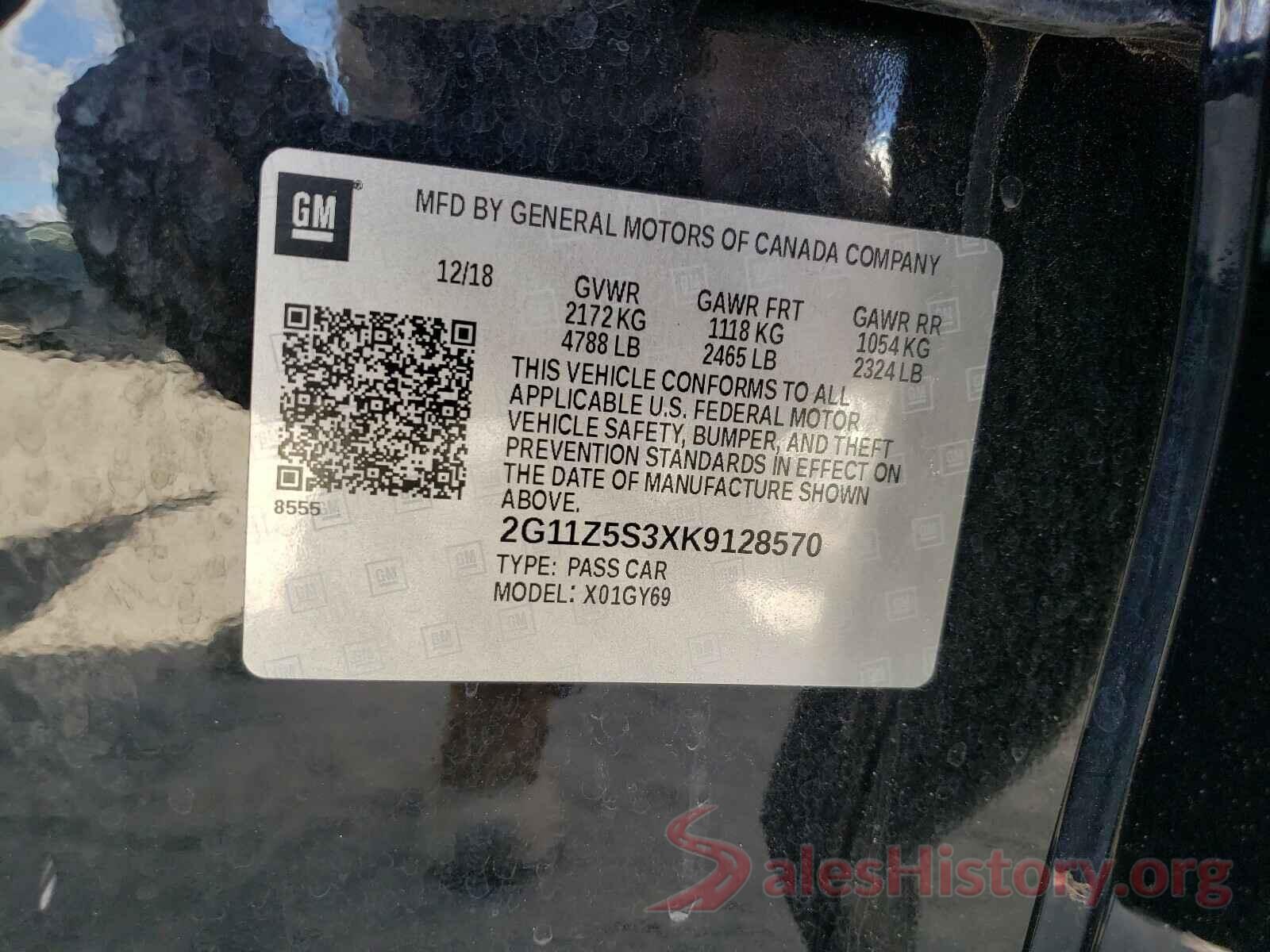 2G11Z5S3XK9128570 2019 CHEVROLET IMPALA