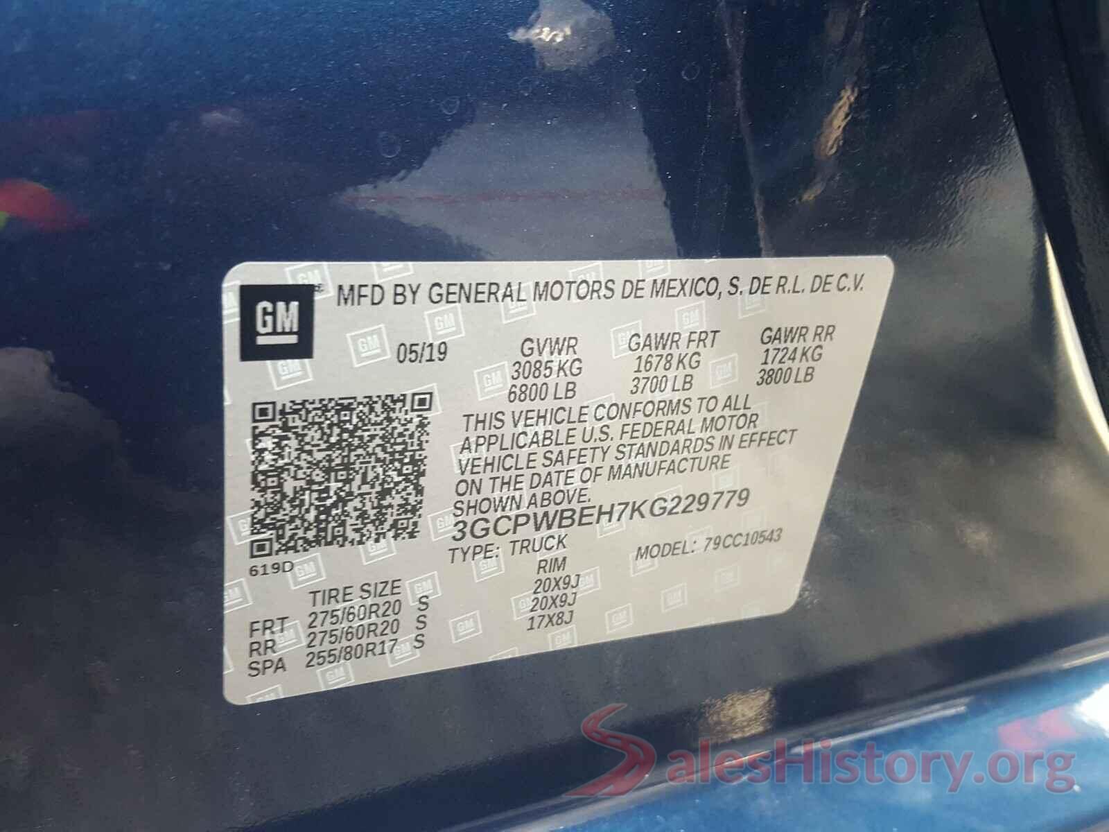 3GCPWBEH7KG229779 2019 CHEVROLET SILVERADO