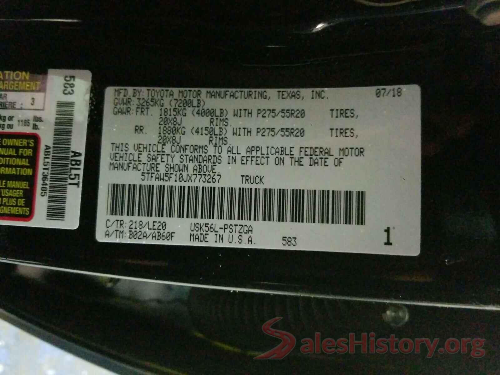 5TFAW5F10JX773267 2018 TOYOTA TUNDRA