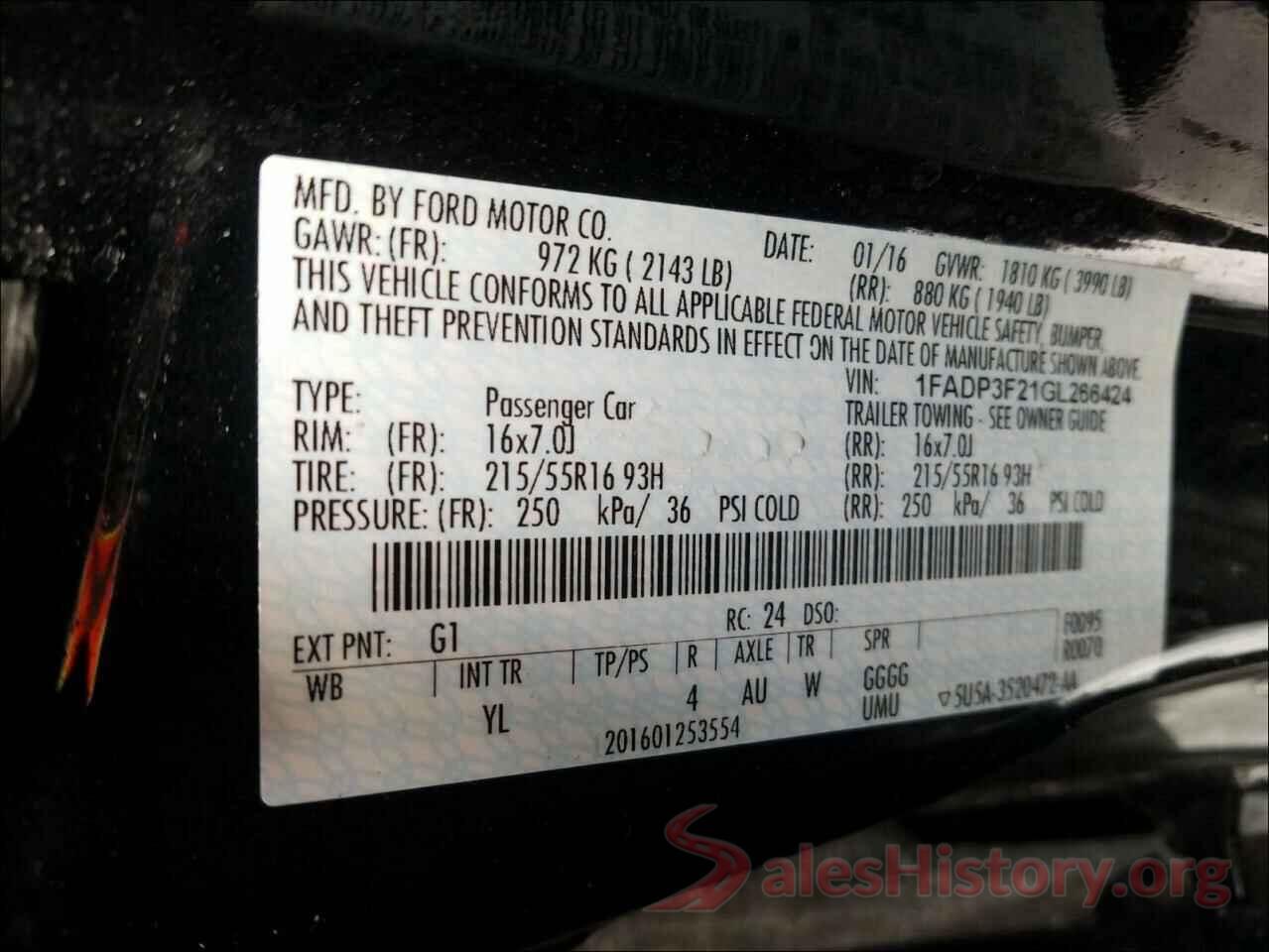 1FADP3F21GL266424 2016 FORD FOCUS