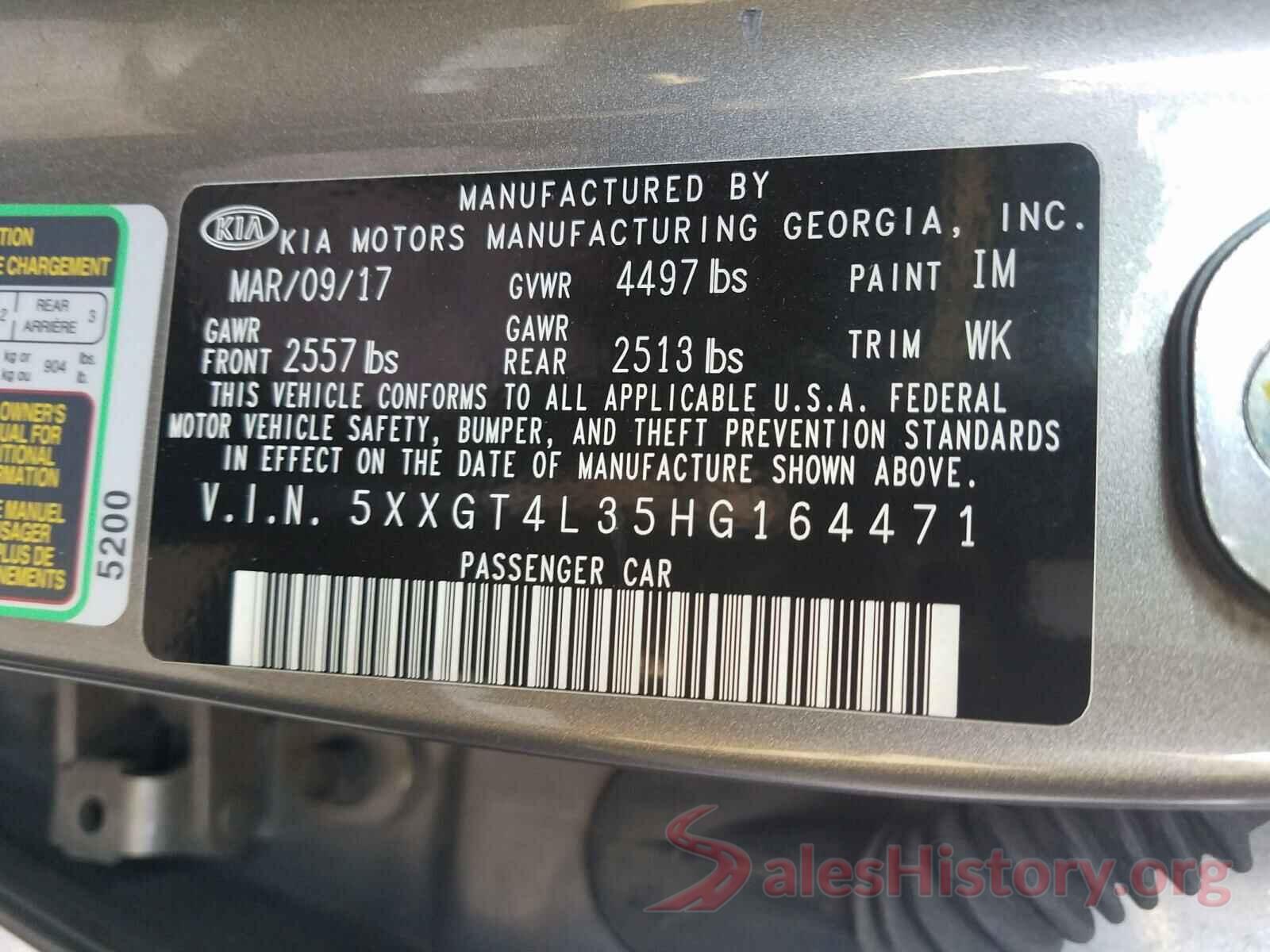 5XXGT4L35HG164471 2017 KIA OPTIMA