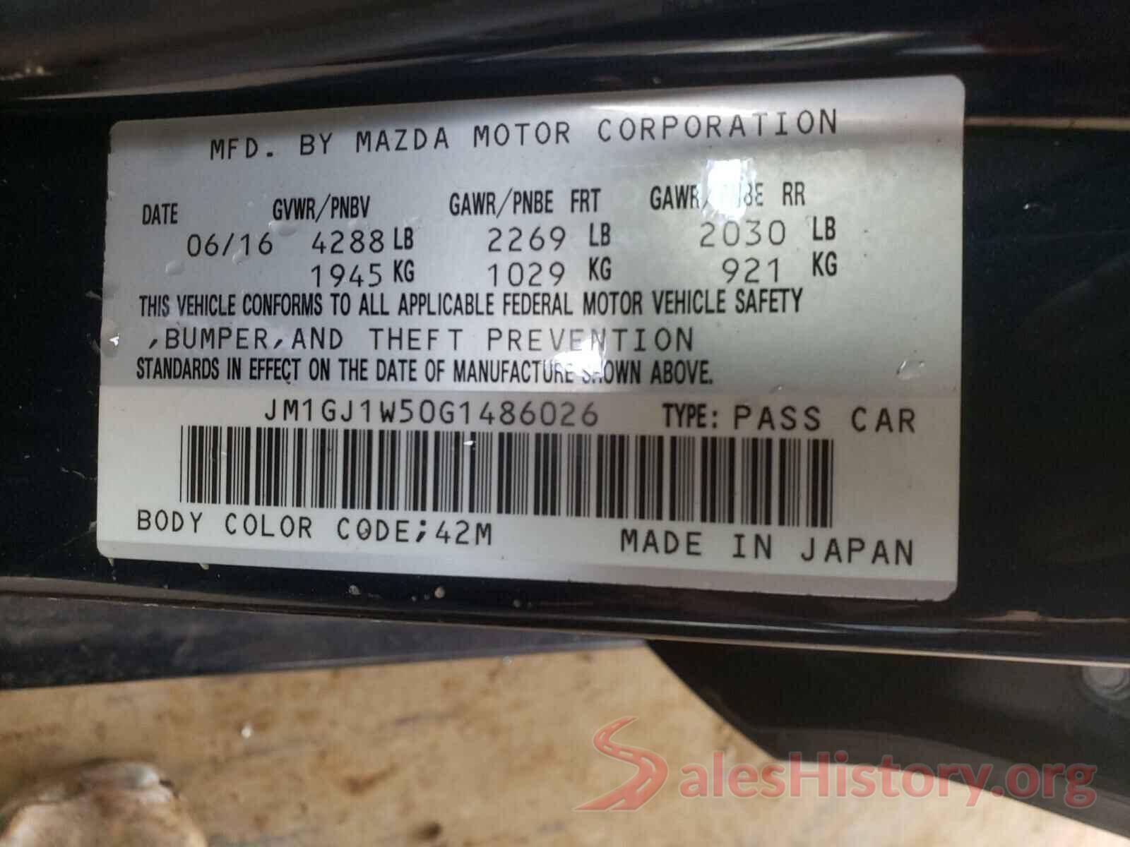 JM1GJ1W50G1486026 2016 MAZDA 6