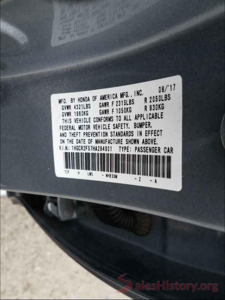 1HGCR2F57HA284901 2017 HONDA ACCORD