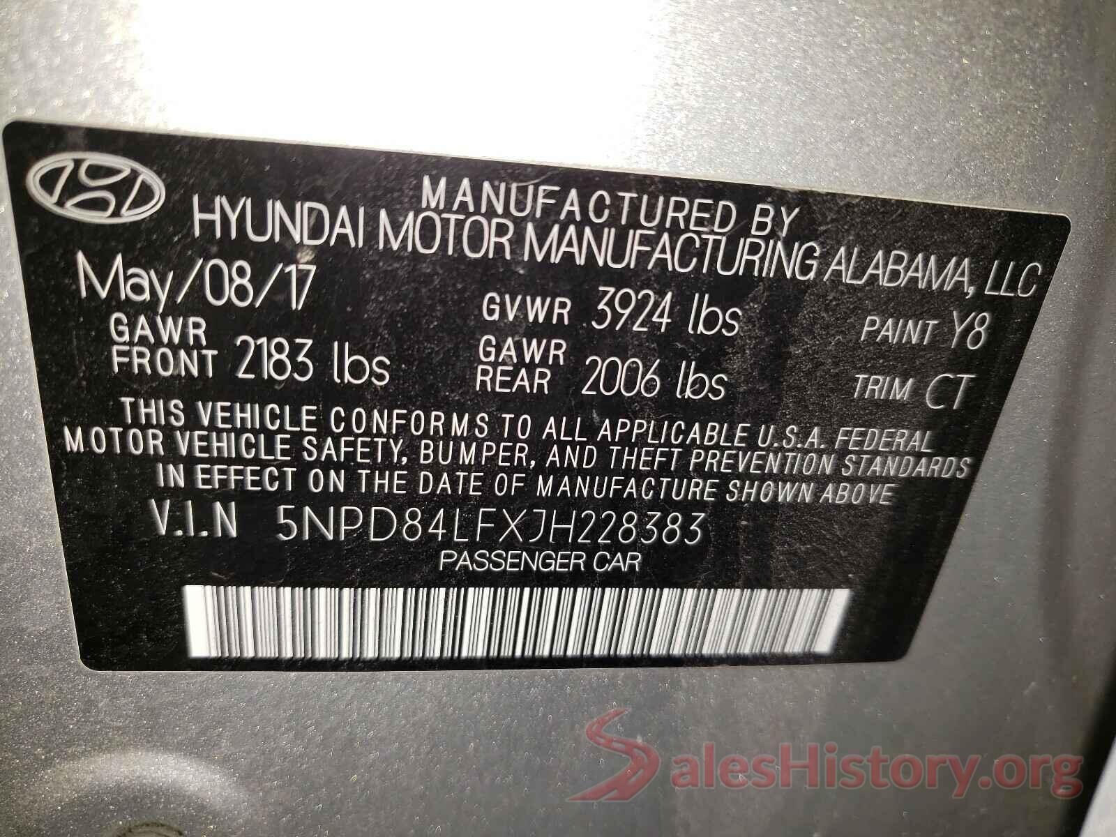 5NPD84LFXJH228383 2018 HYUNDAI ELANTRA