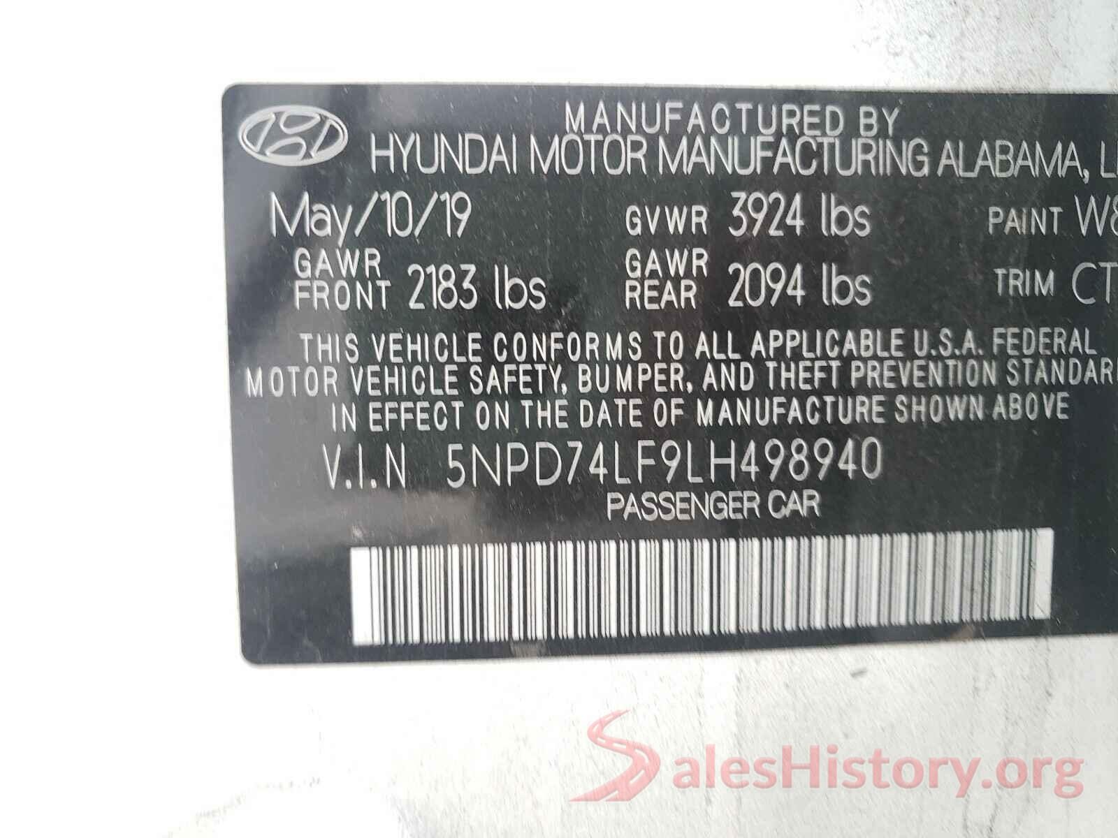 5NPD74LF9LH498940 2020 HYUNDAI ELANTRA