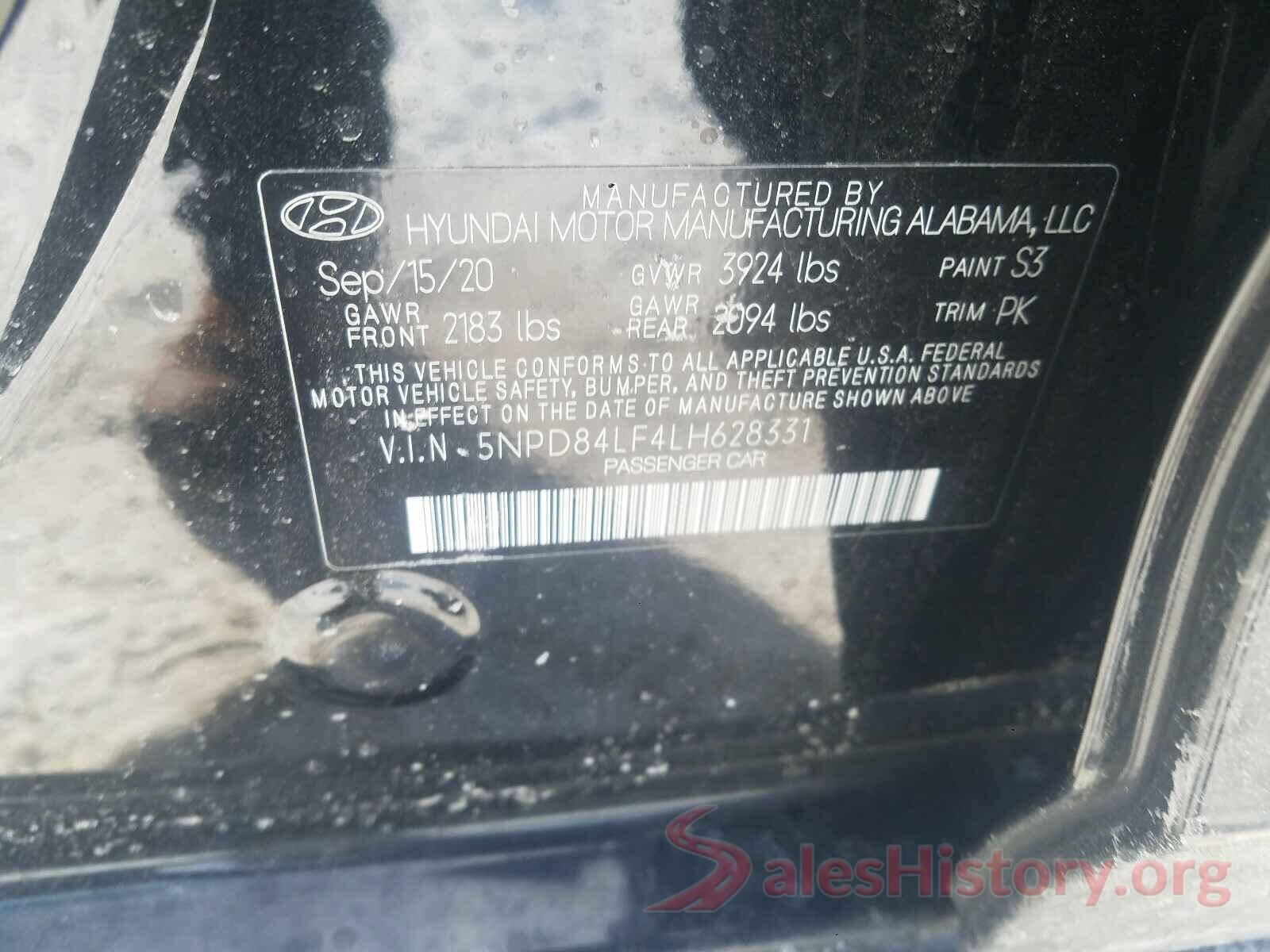 5NPD84LF4LH628331 2020 HYUNDAI ELANTRA