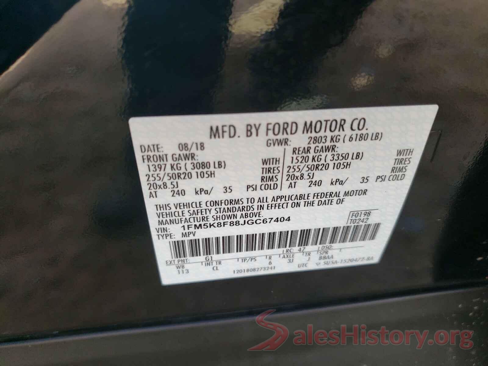 1FM5K8F88JGC67404 2018 FORD EXPLORER