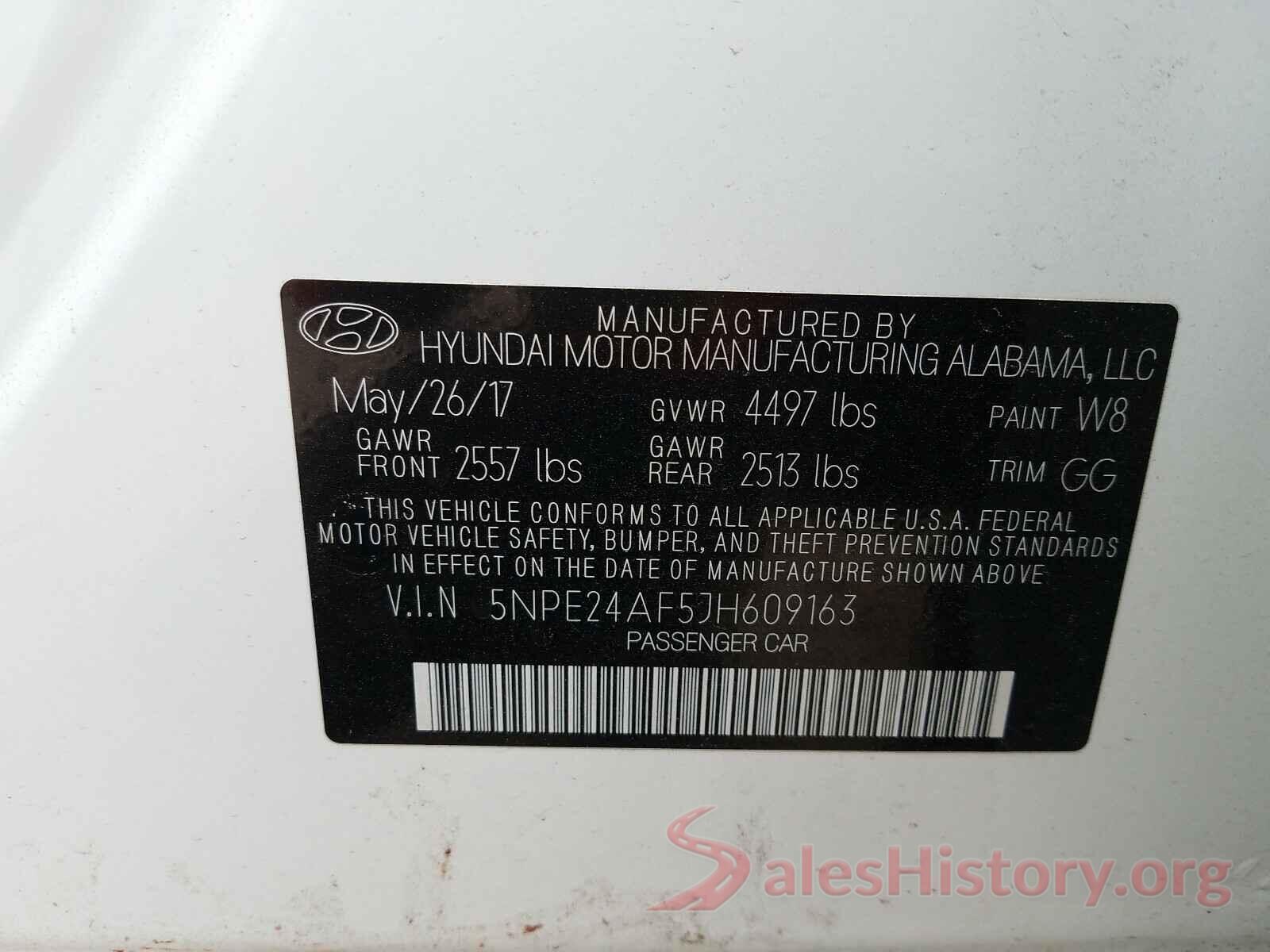 5NPE24AF5JH609163 2018 HYUNDAI SONATA