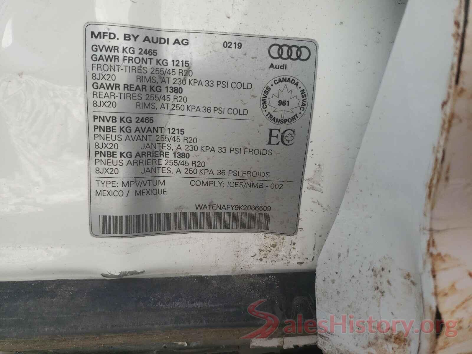 WA1ENAFY9K2066509 2019 AUDI Q5