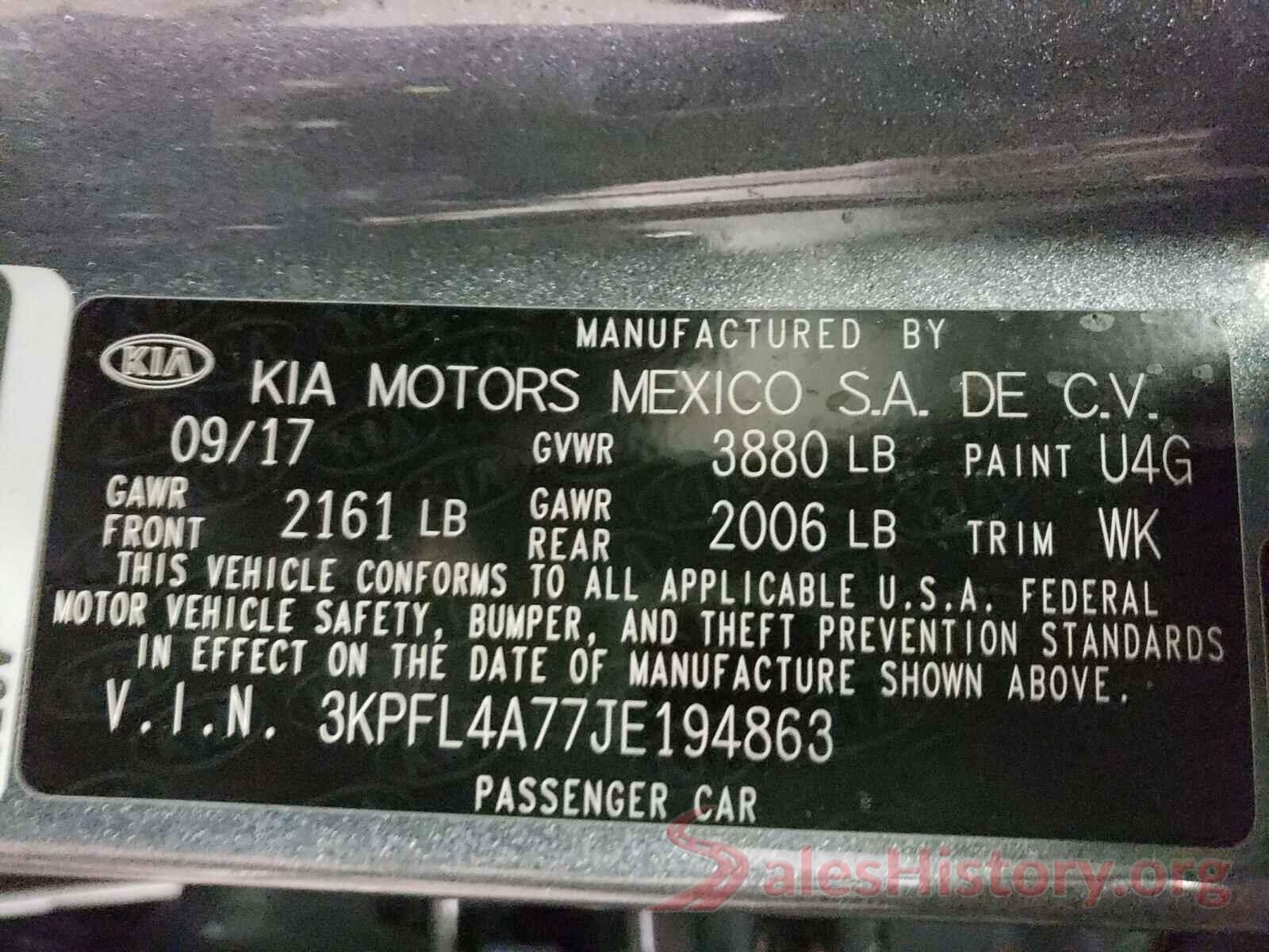 3KPFL4A77JE194863 2018 KIA FORTE