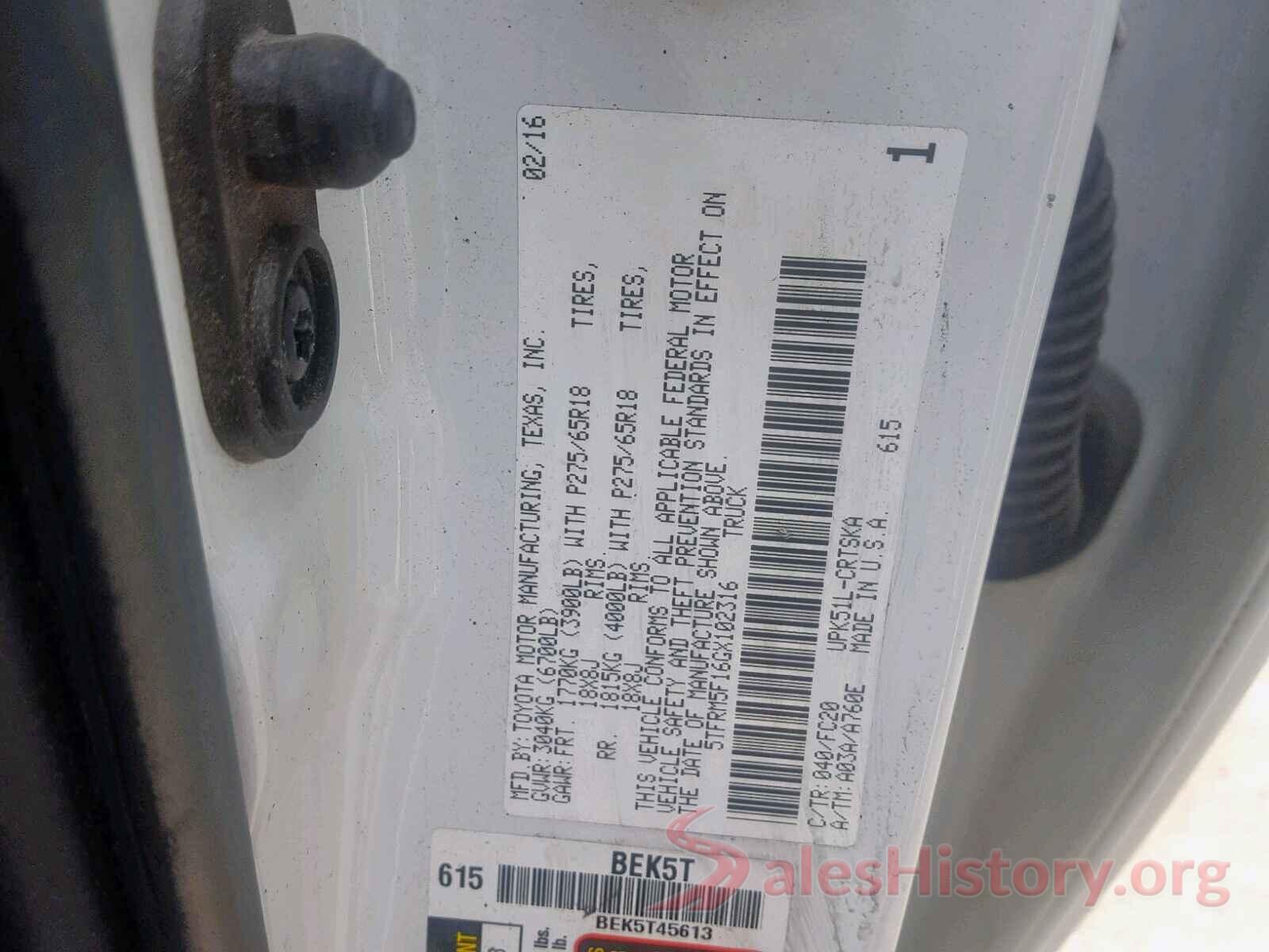 5TFRM5F16GX102316 2016 TOYOTA TUNDRA