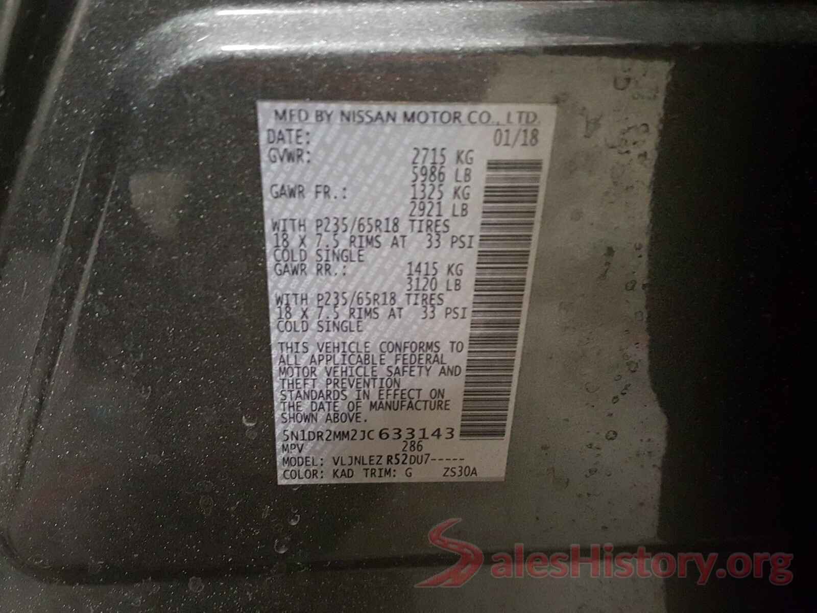 5N1DR2MM2JC633143 2018 NISSAN PATHFINDER