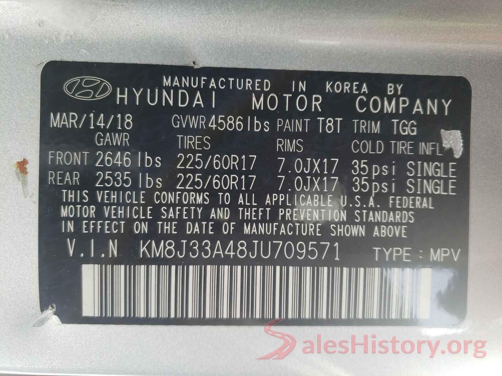 KM8J33A48JU709571 2018 HYUNDAI TUCSON