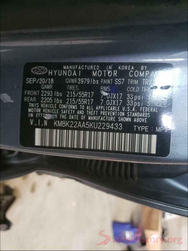 KM8K22AA5KU229433 2019 HYUNDAI KONA