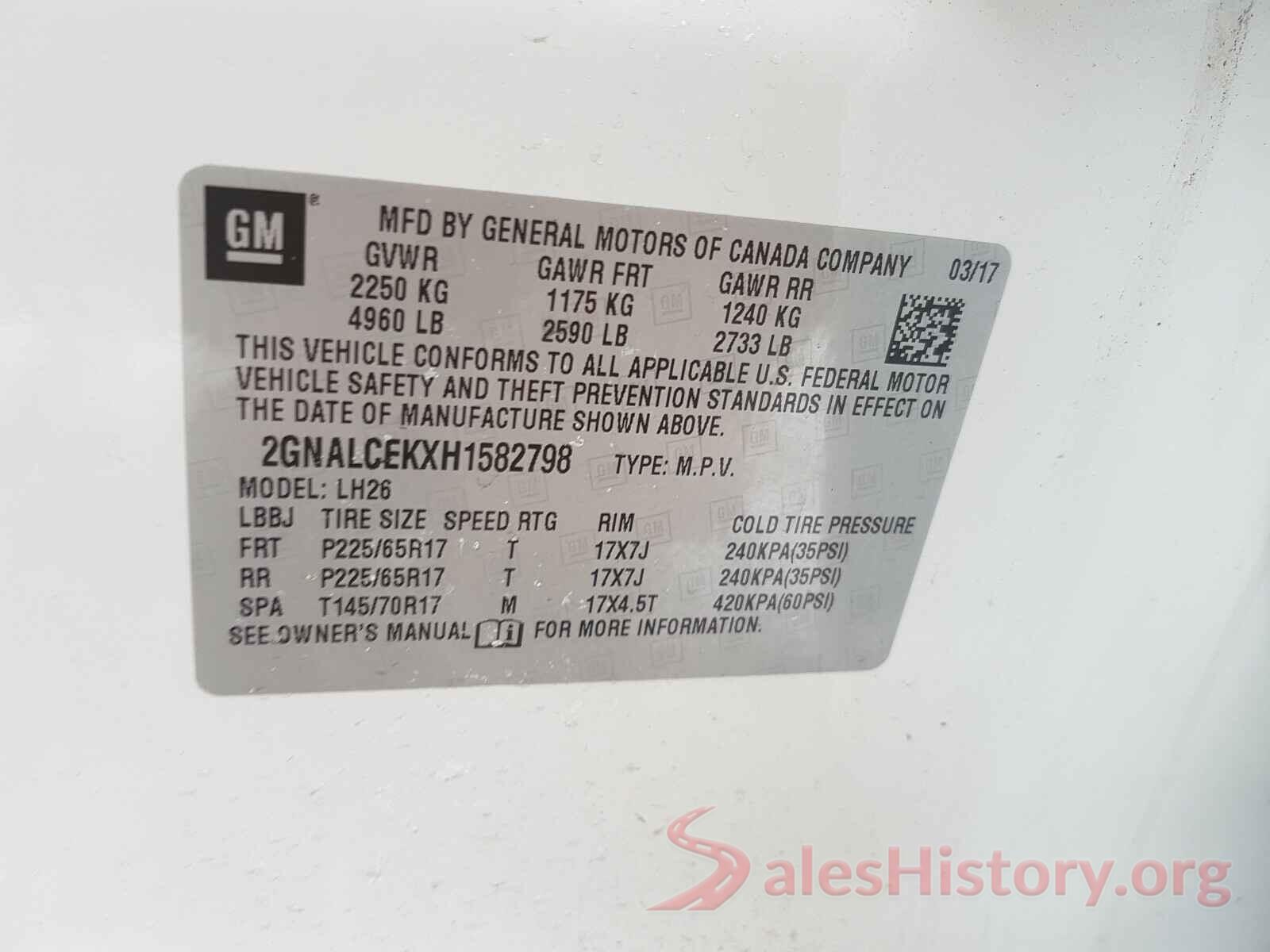 2GNALCEKXH1582798 2017 CHEVROLET EQUINOX