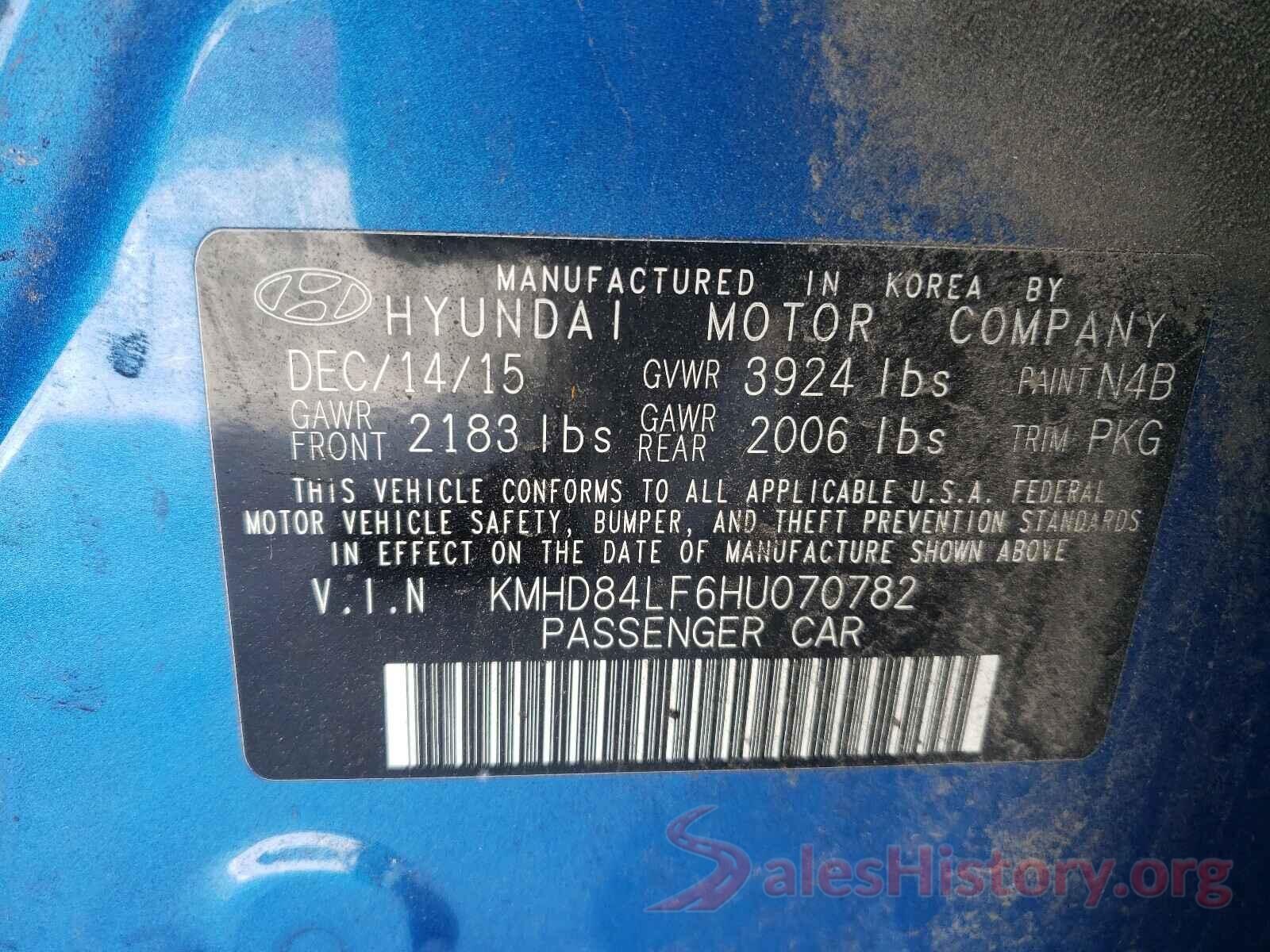 KMHD84LF6HU070782 2017 HYUNDAI ELANTRA