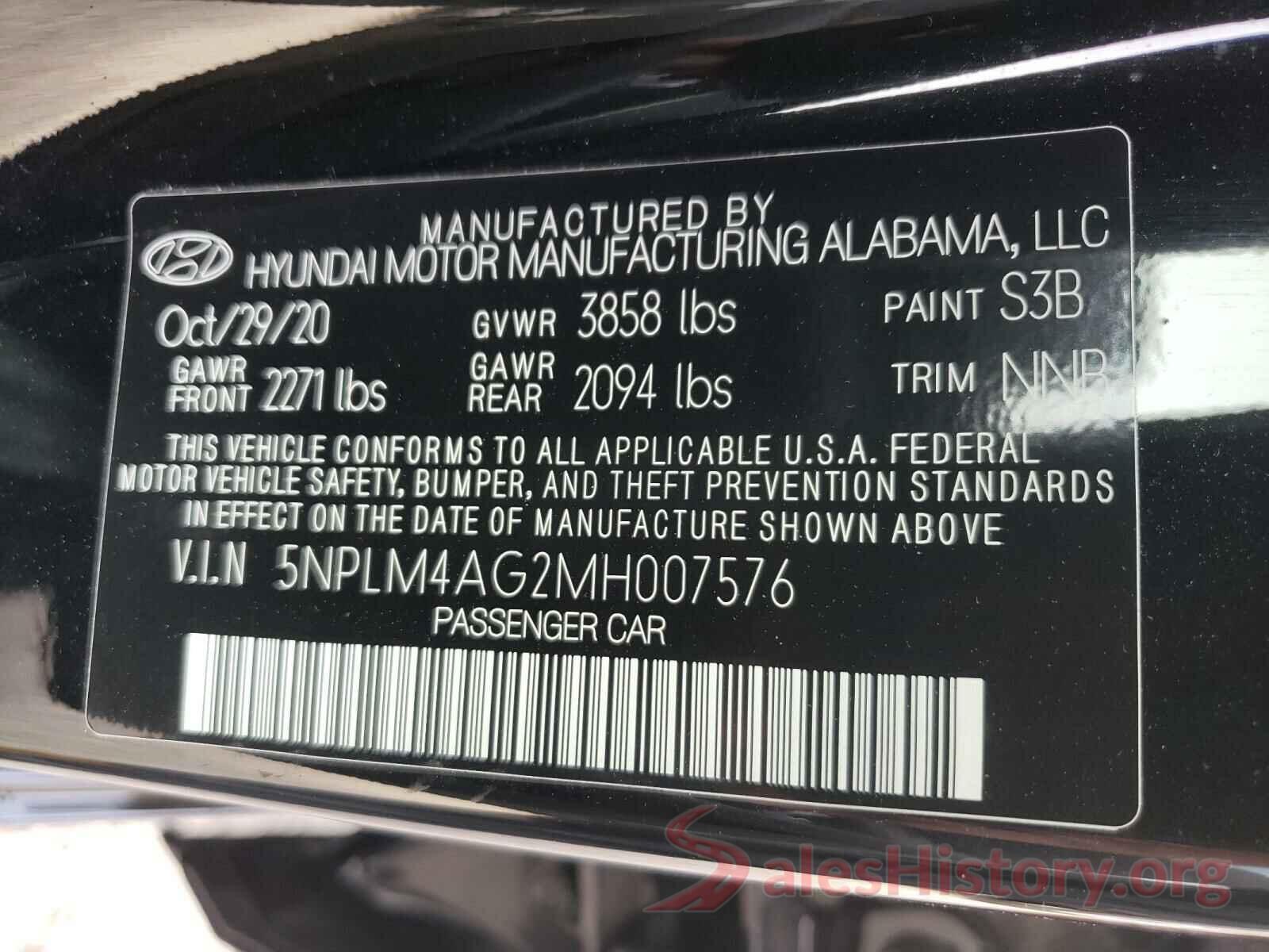 5NPLM4AG2MH007576 2021 HYUNDAI ELANTRA