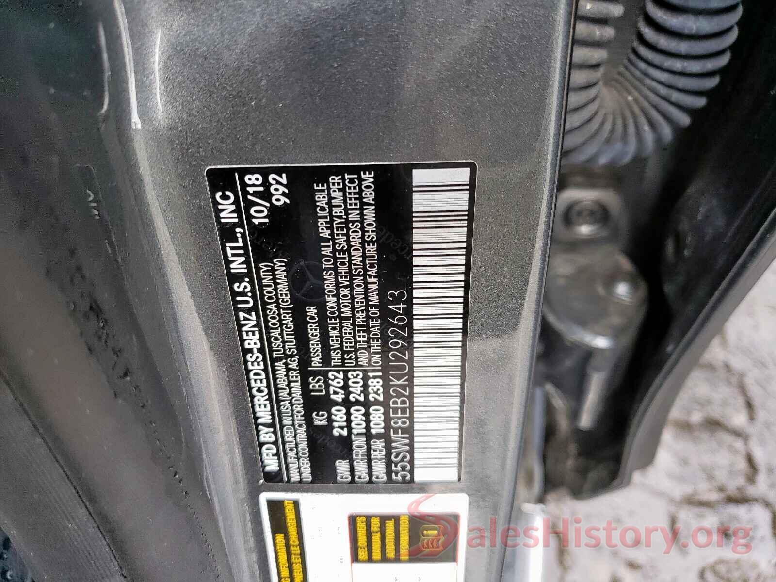 55SWF8EB2KU292643 2019 MERCEDES-BENZ C CLASS