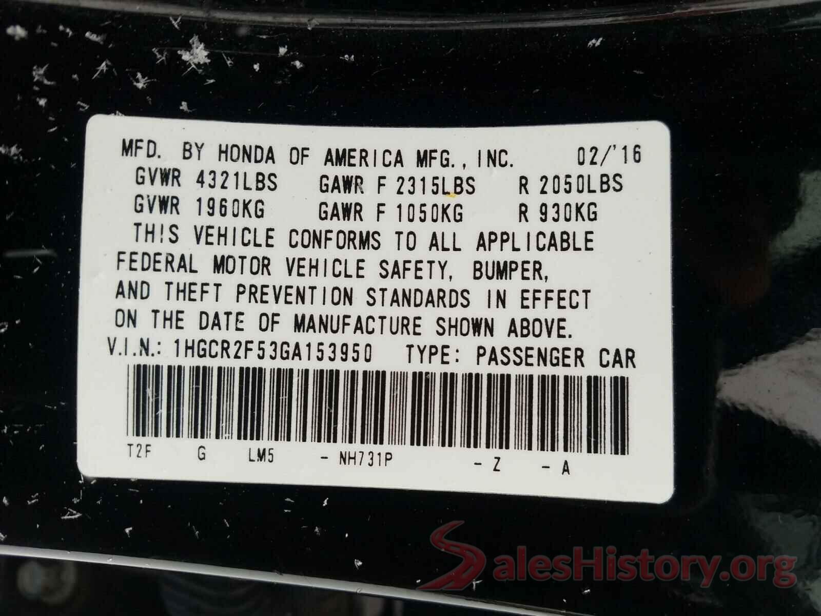 1HGCR2F53GA153950 2016 HONDA ACCORD