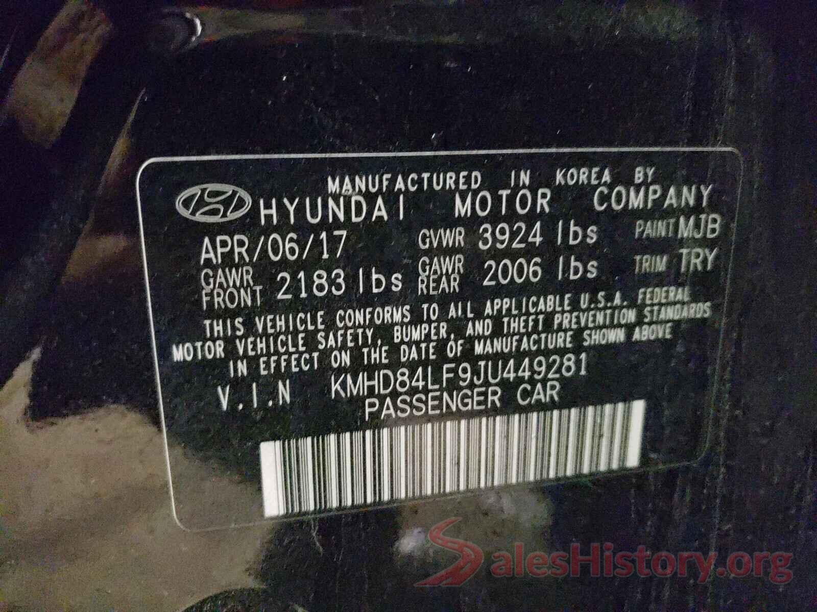 KMHD84LF9JU449281 2018 HYUNDAI ELANTRA