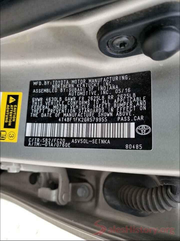 4T4BF1FK2GR579955 2016 TOYOTA CAMRY