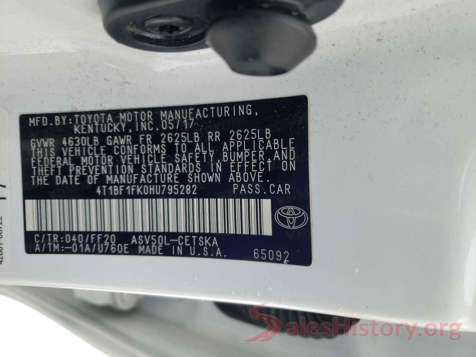 4T1BF1FK0HU795282 2017 TOYOTA CAMRY