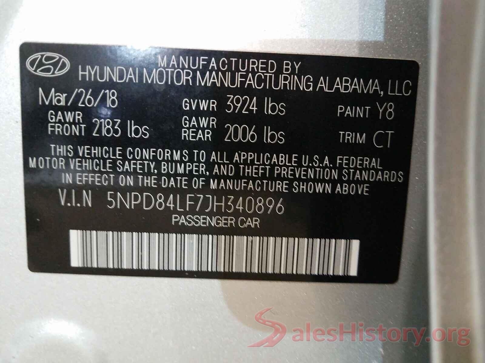 5NPD84LF7JH340896 2018 HYUNDAI ELANTRA