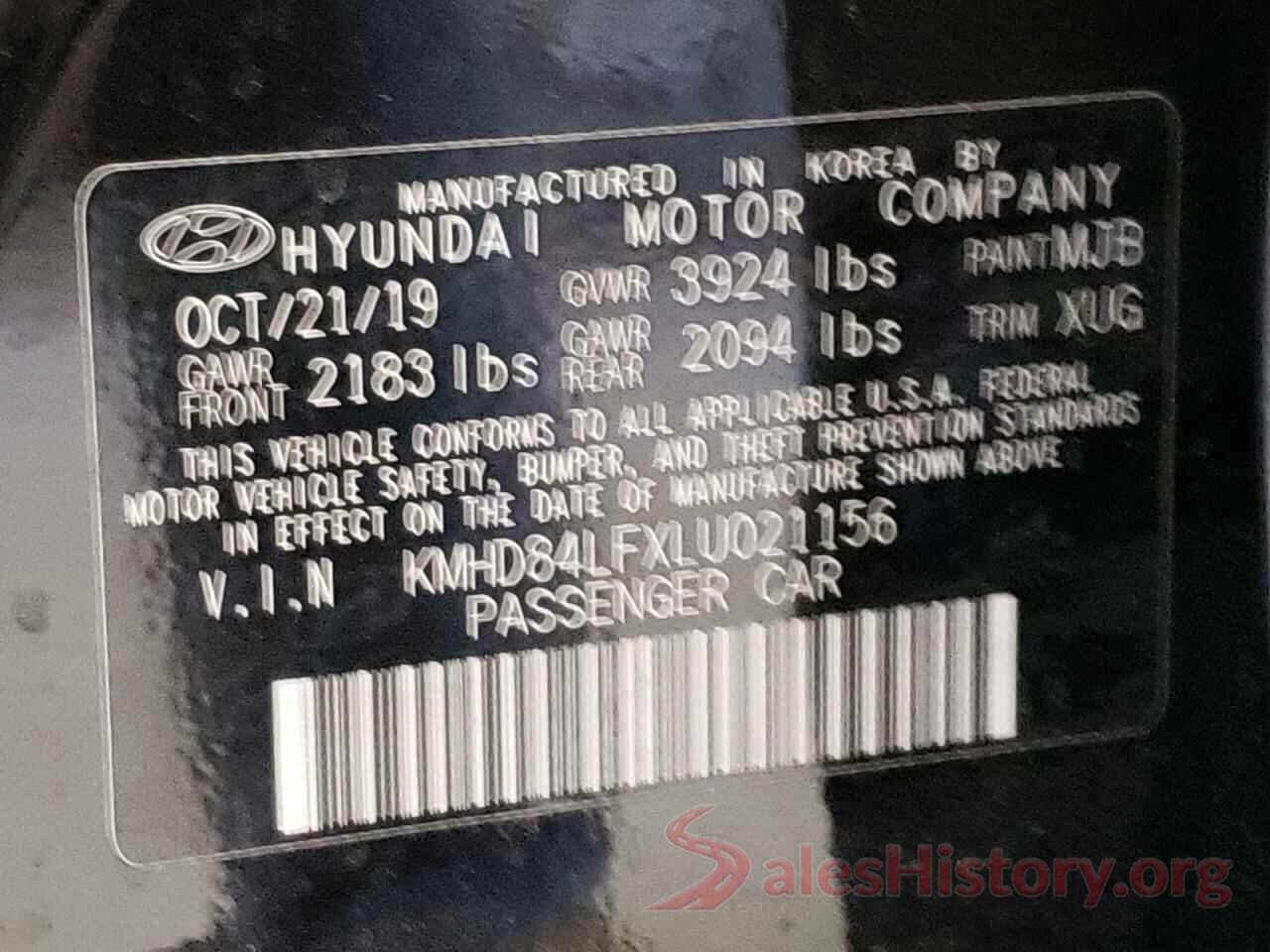 KMHD84LFXLU021156 2020 HYUNDAI ELANTRA