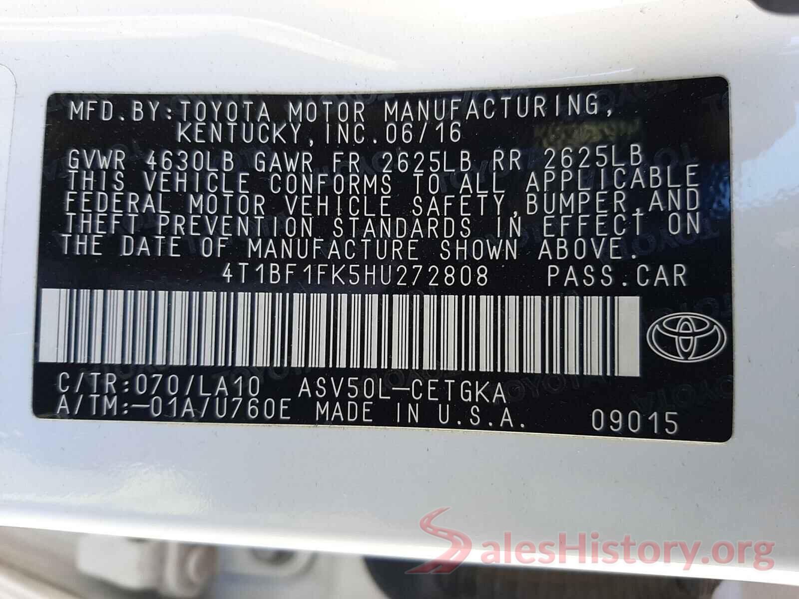 4T1BF1FK5HU272808 2017 TOYOTA CAMRY