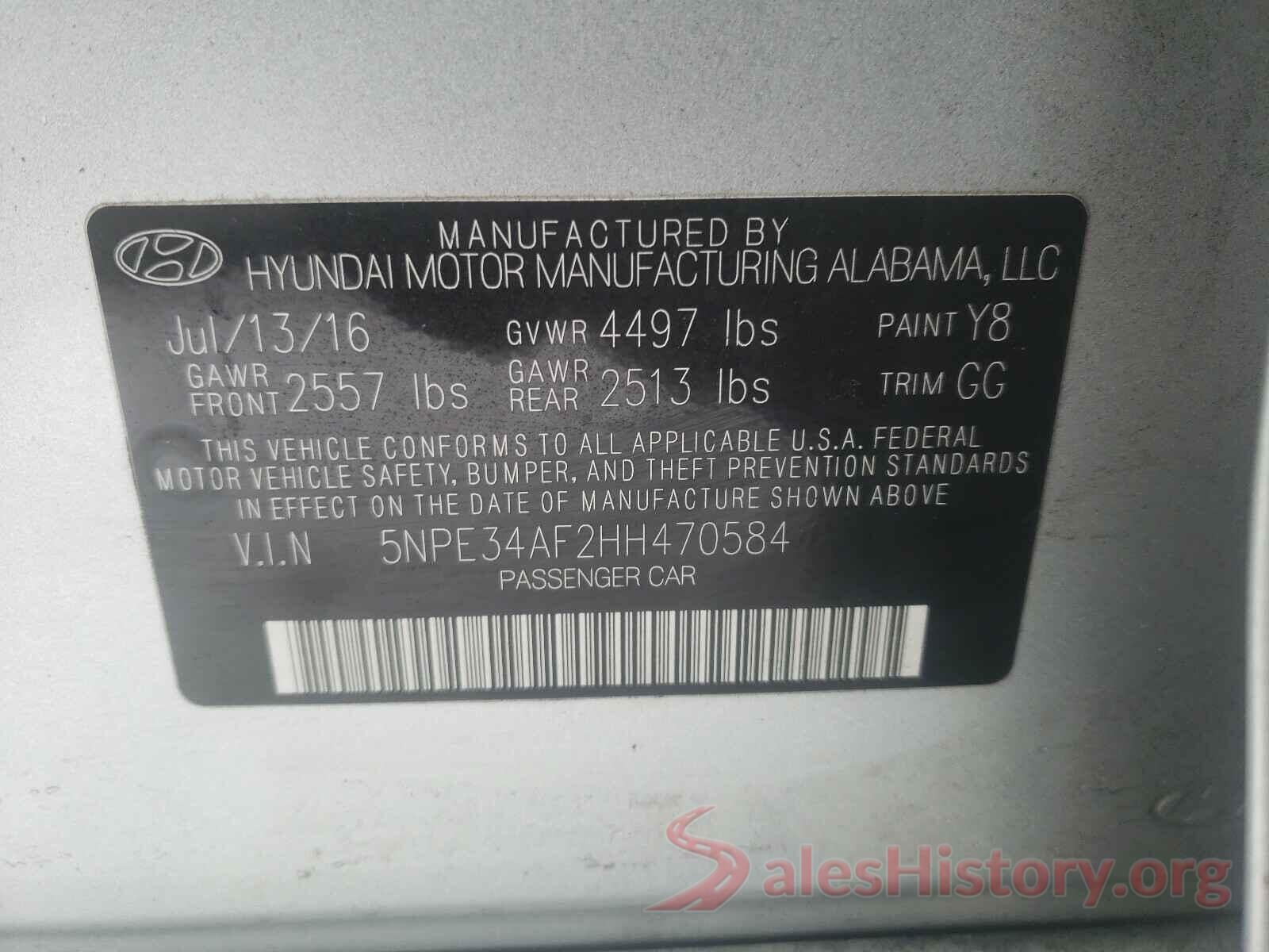 5NPE34AF2HH470584 2017 HYUNDAI SONATA