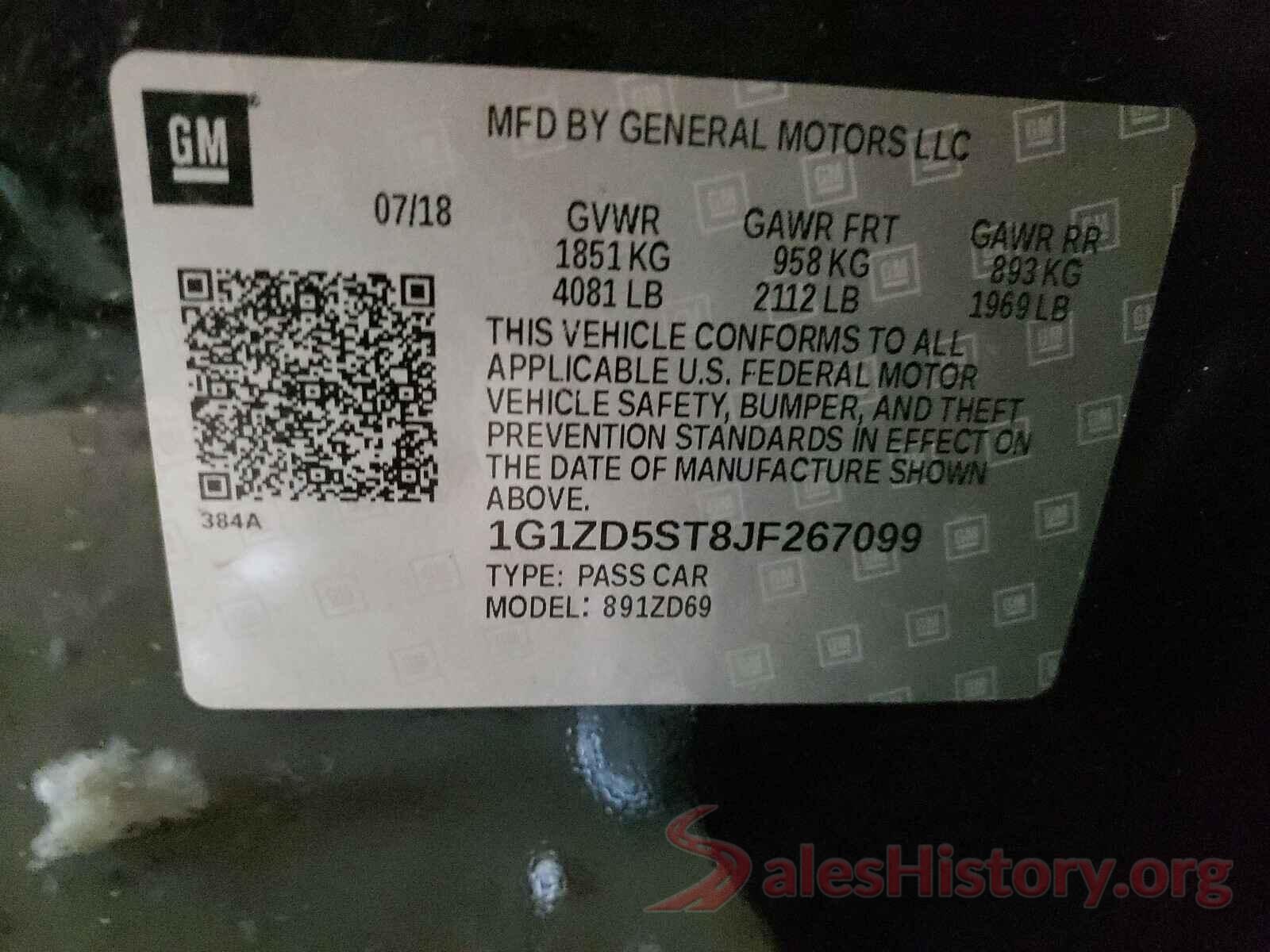 1G1ZD5ST8JF267099 2018 CHEVROLET MALIBU